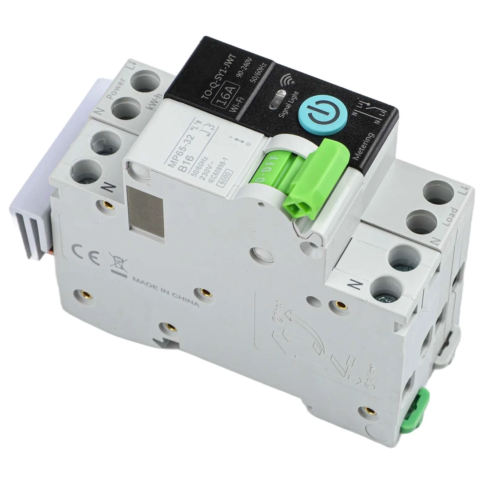 WiFi Smart MCB 16A con contatore per app tuya telecomando WiFi | Controllo remoto tramite app, utilizzabile in tutto il mondo, nessun limite di distanza, compatibile con tuya e Smart Life