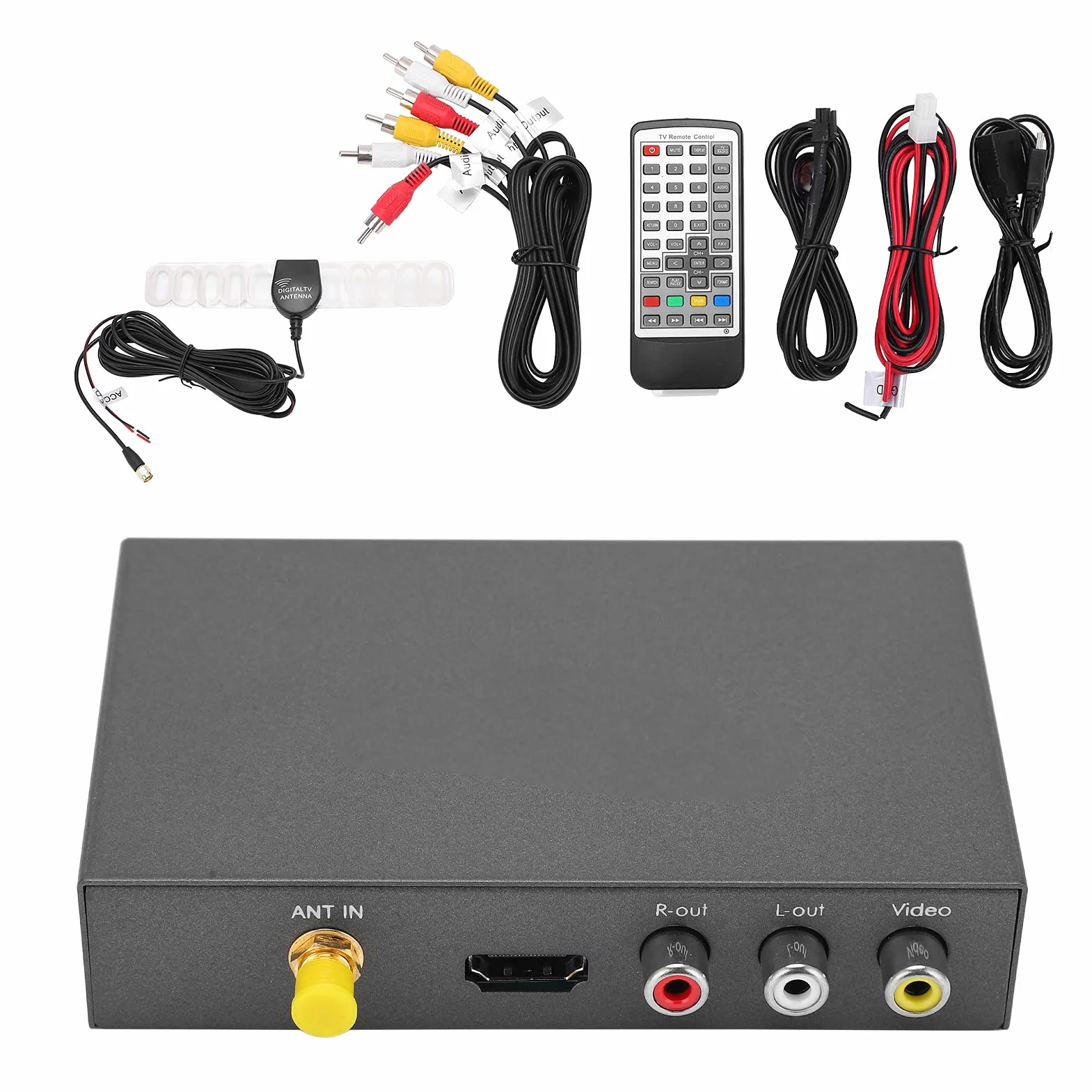 Sintonizzatore TV Digitale per Auto, Ricevitore TV Digitale per Auto H.265 DVB‑T2/T 6M/7M/8M Accessorio per Auto Antenna Ricevitore Sintonizzatore Analogico Telecomando