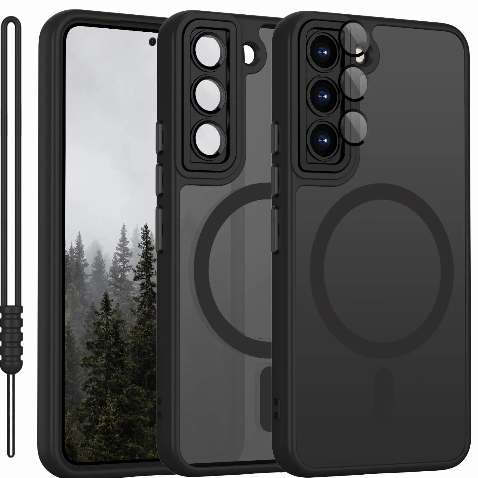 Cover Magnetica per Samsung Galaxy S22 Compatibile con MagSafe, Custodia per Samsung Galaxy S22 Traslucida Opaca Case Ultra-Sottile Resistente ai Graffi, Nero