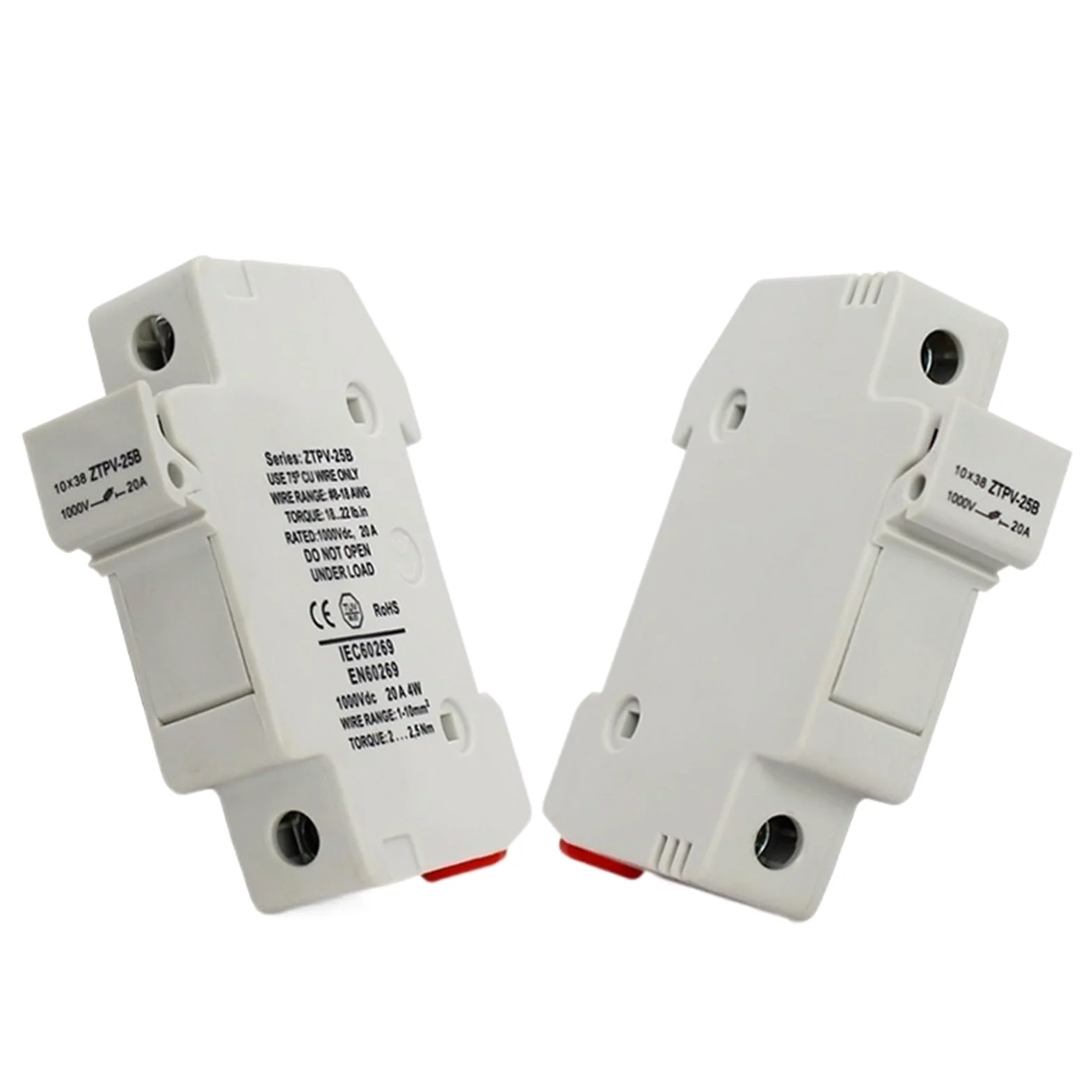 5 Set Fusibile fotovoltaico Solare ad Alta Tensione 1000VDC Fusibile 10x38 GPV con portafusibile