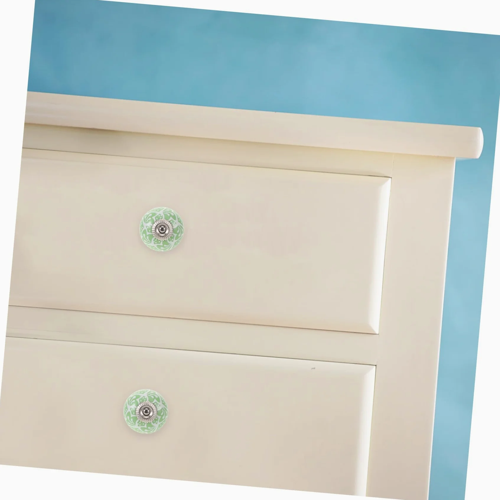 LIFKOME 10 Pezzi Set da 10 Pomelli Rotondi in Ceramica Verde per Mobili, Manopole Decorative per Cassetti, Armadi e Cassettiere, con Viti Incluse, per Cucina e Arredamento Casa