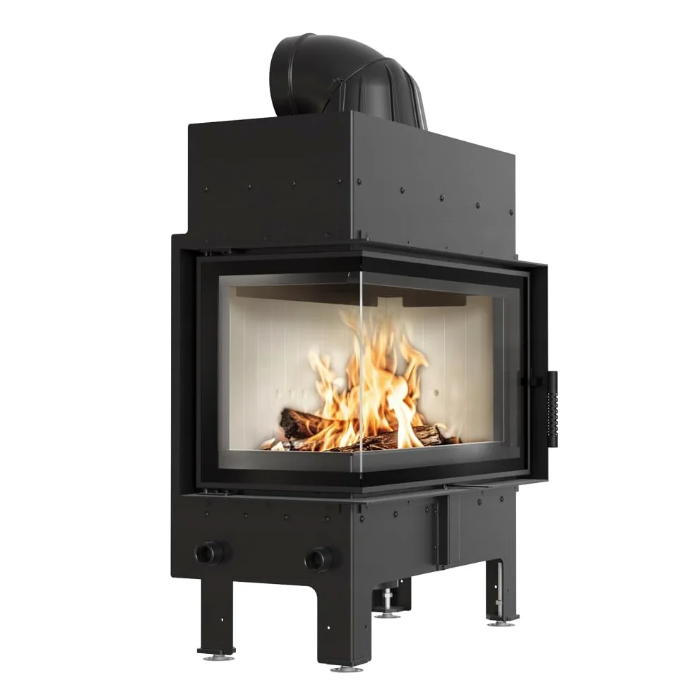 KRATKI Inserto per camino in acciaio a legna FLOKI 10 kW Ø200 sinistro A+ | Acciaio nero, efficienza 83,6%, classe A+. Ecodesign, BImSchV 2; per recupero calore.; combustione efficiente; M fi