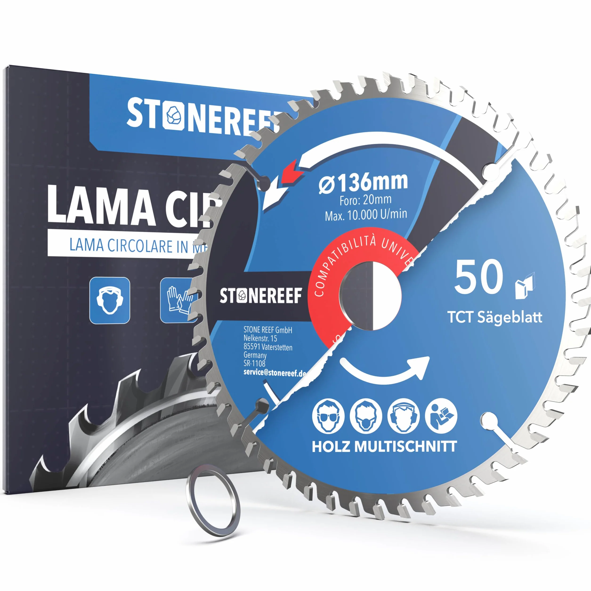 Lama per sega circolare 136 x 20 cm per legno metallo alluminio compatibile Bosch Makita