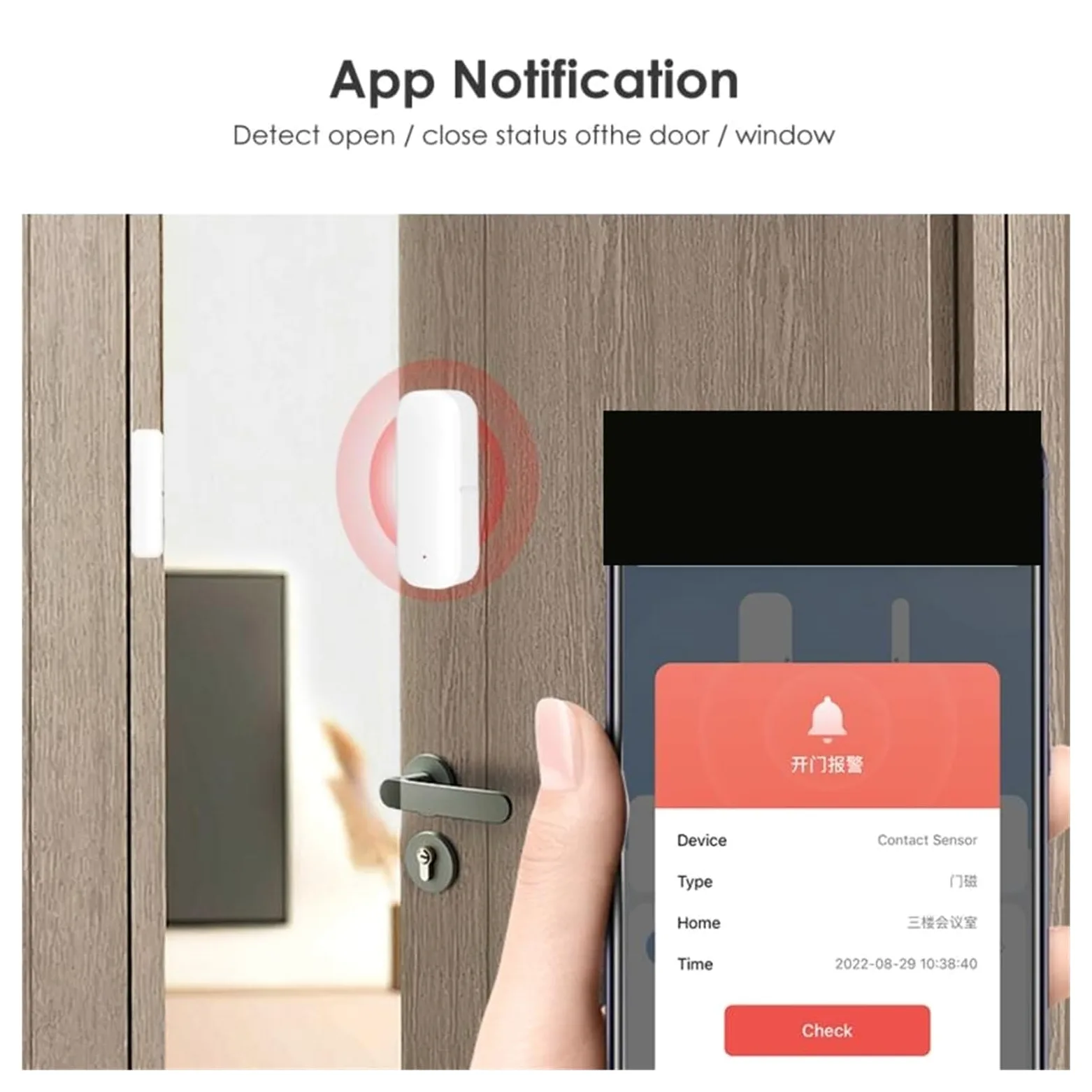 Sistema di Allarme per la Sicurezza Domestica, Rilevatori di allarmi magnetici for Porte con sensore Intelligente for Porte e finestre compatibili con per la casa, Appartamento(WiFi Version)