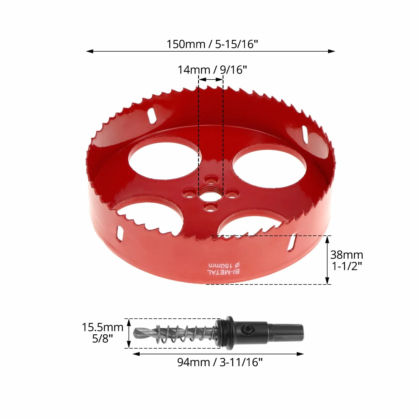QWORK® Sega a tazza bimetallica 150mm M42 con adattatore esagonale