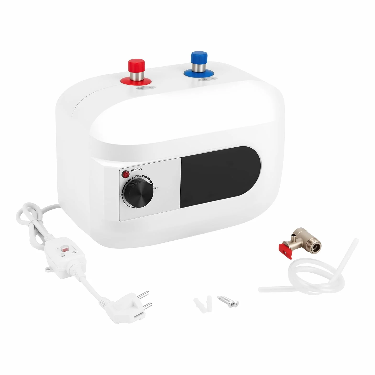 6L Scaldabagno Sottopiano, Serbatoio di Acqua Calda 1500W, Scaldaacqua Elettrico da Cucina, Scaldabagno 30-65°C, Scaldacqua Istantaneo con Display Digitale LED per Lavandino, Cucina e Bagno