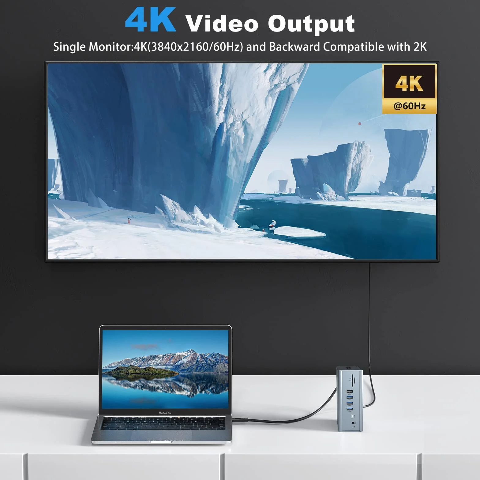 Qhou Docking Station USB-C 16 in 1 Docking Station USB C, tripla HDMI, 100 W PD, Ethernet, audio da 3,5 mm, 2 USB A e USB C, SD/TF per computer portatili Mac Pro/Air e Thunderbolt 3
