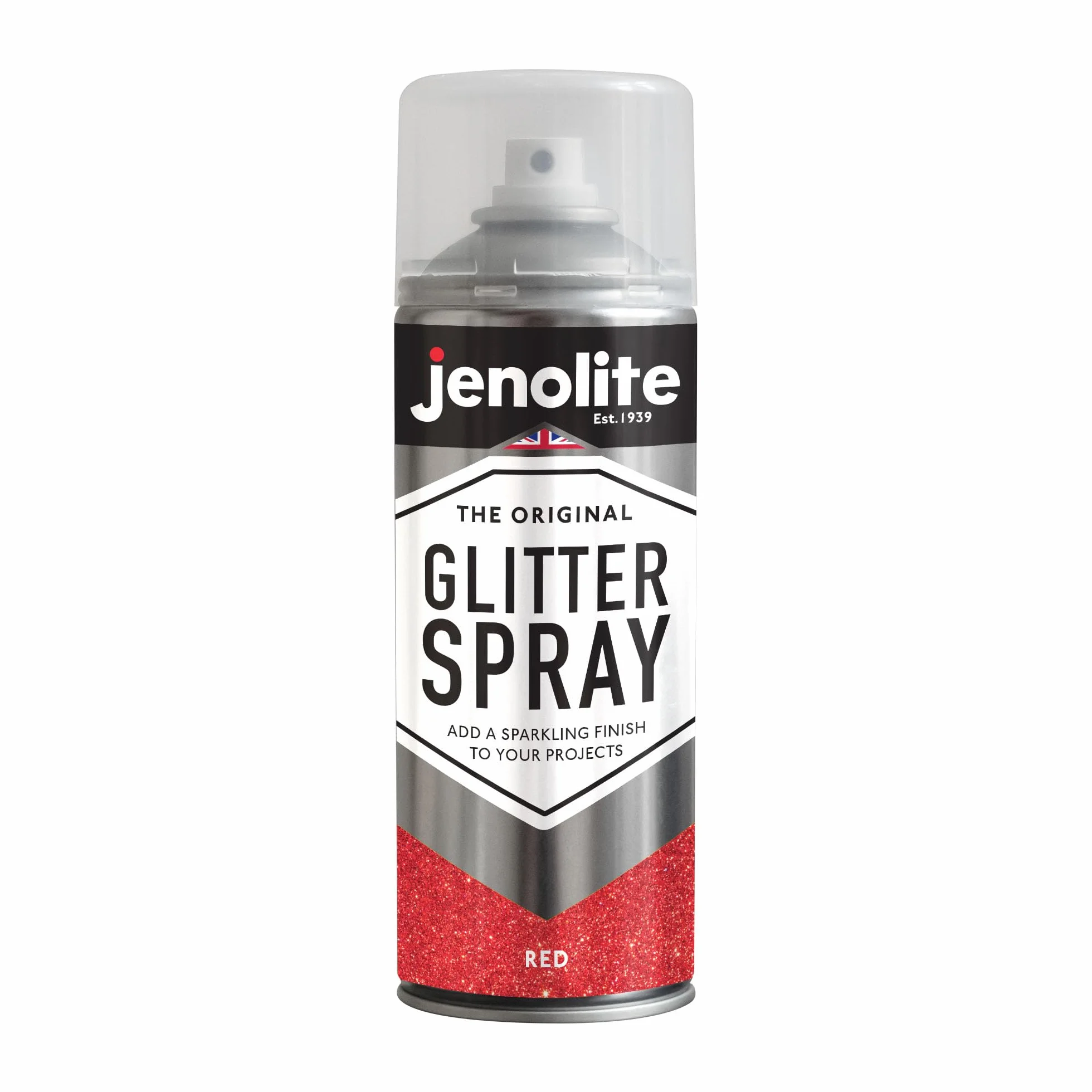 JENOLITE Vernice spray glitterata | ROSSO | 3 x 400ml | Vernice spray glitterata multisuperficie | Ideale per progetti artistici: perfetto per cornici, specchi, ornamenti e artigianato