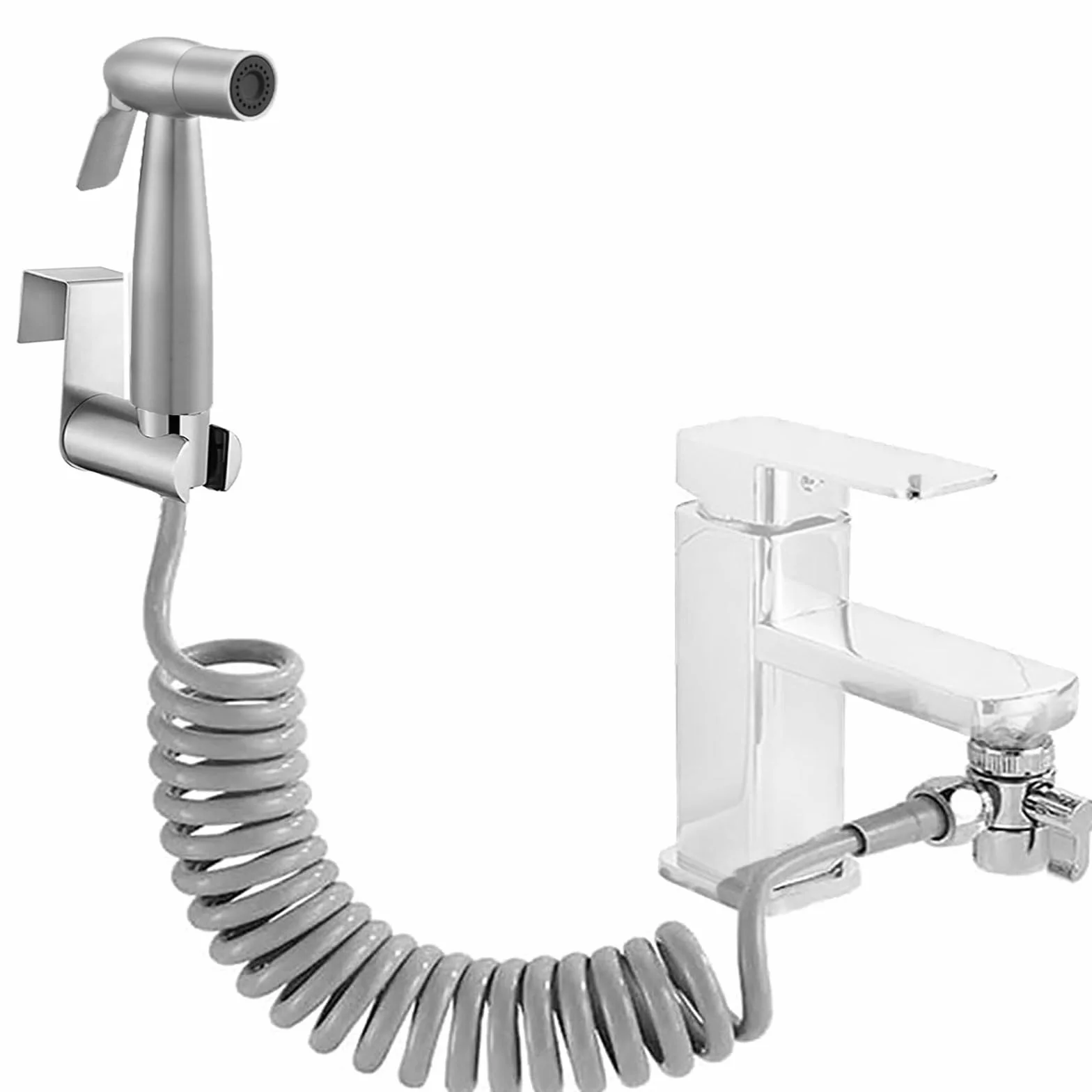 Acciaio Inossidabile Set Doccia Bidet Portatile WC 59 Pollici Tubo Retrattile ABS Supporto Deviatore