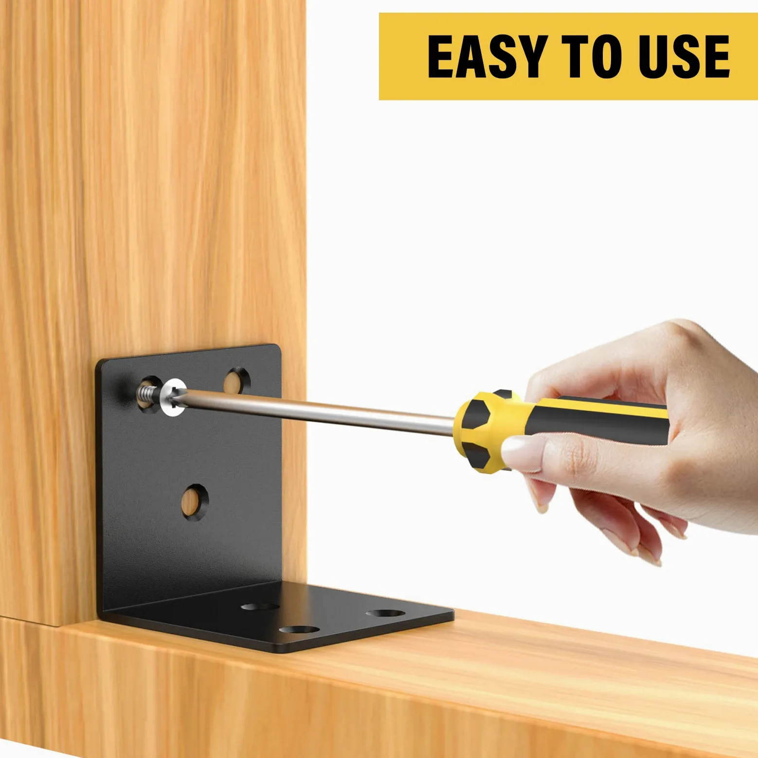 20 staffe angolari in metallo, staffe a L da 5,1 cm per legno, resistenti a 90 gradi, ad angolo largo, in metallo nero, per mobili in legno, letto, sedia