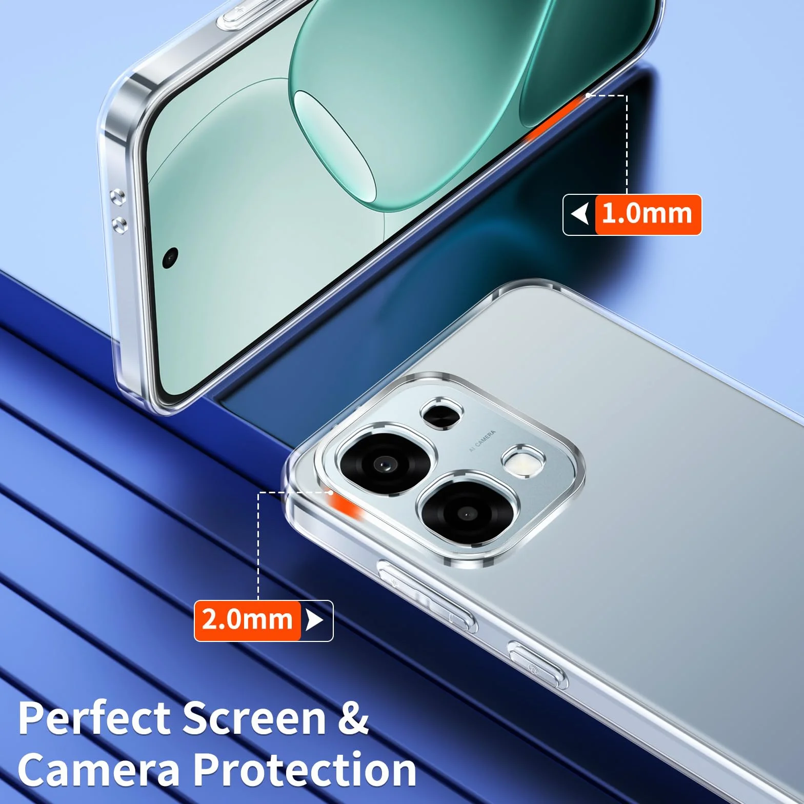 Phoona Cover per Oppo A6 Pro 5G/4G Custodia con 2 Pezzi Pellicola Vetro Temperato,Ultra Sottile Trasparente Silicone Protettiva Case per Oppo A6 Pro Sottile Morbida Antiurto Cover