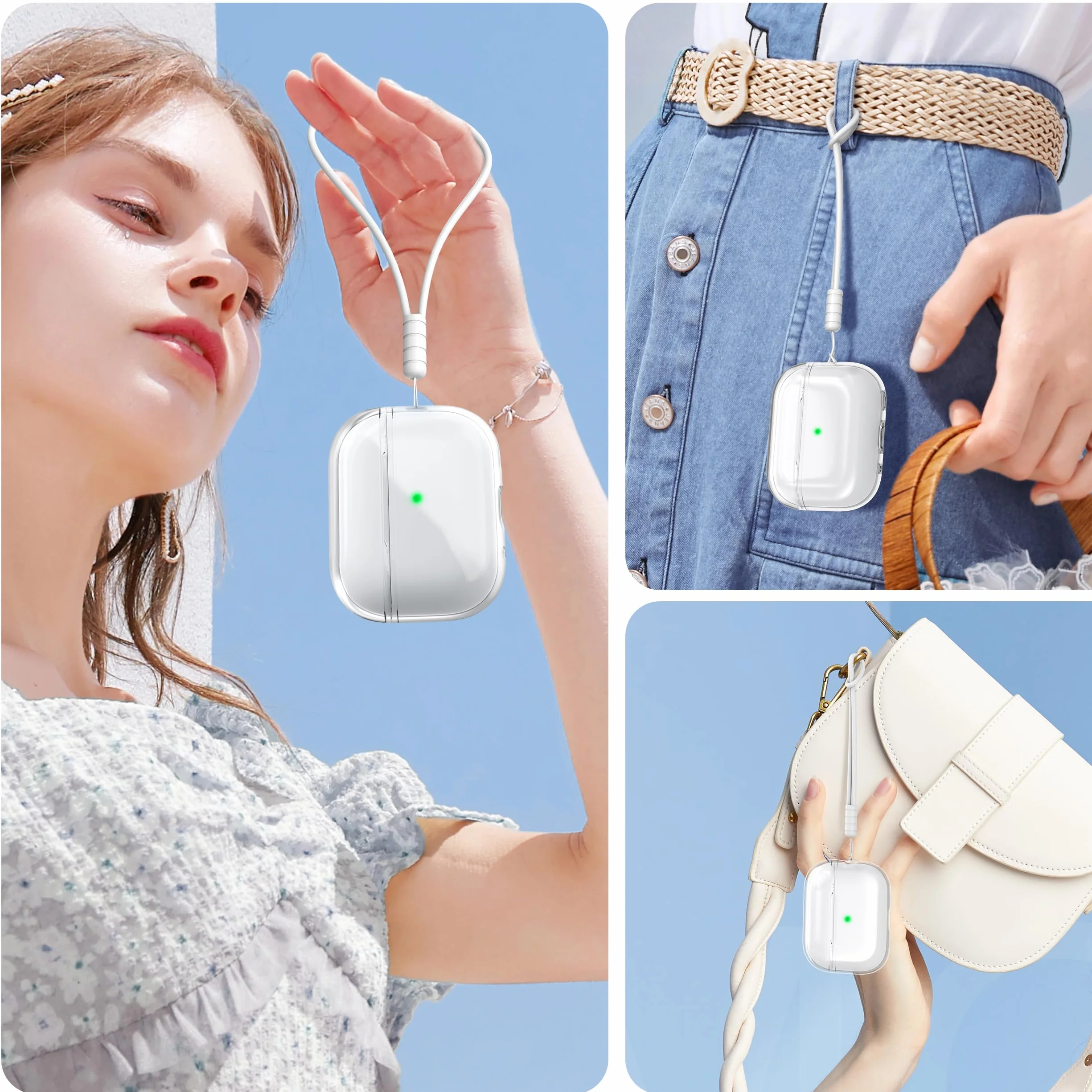 Custodia per Airpods Pro 2a/1a gen, Compatibile con Custodia Airpods Pro 2a gen Porta di ricarica USB C, Custodia morbida trasparente antiurto con penna per pulizia cordino,Trasparente