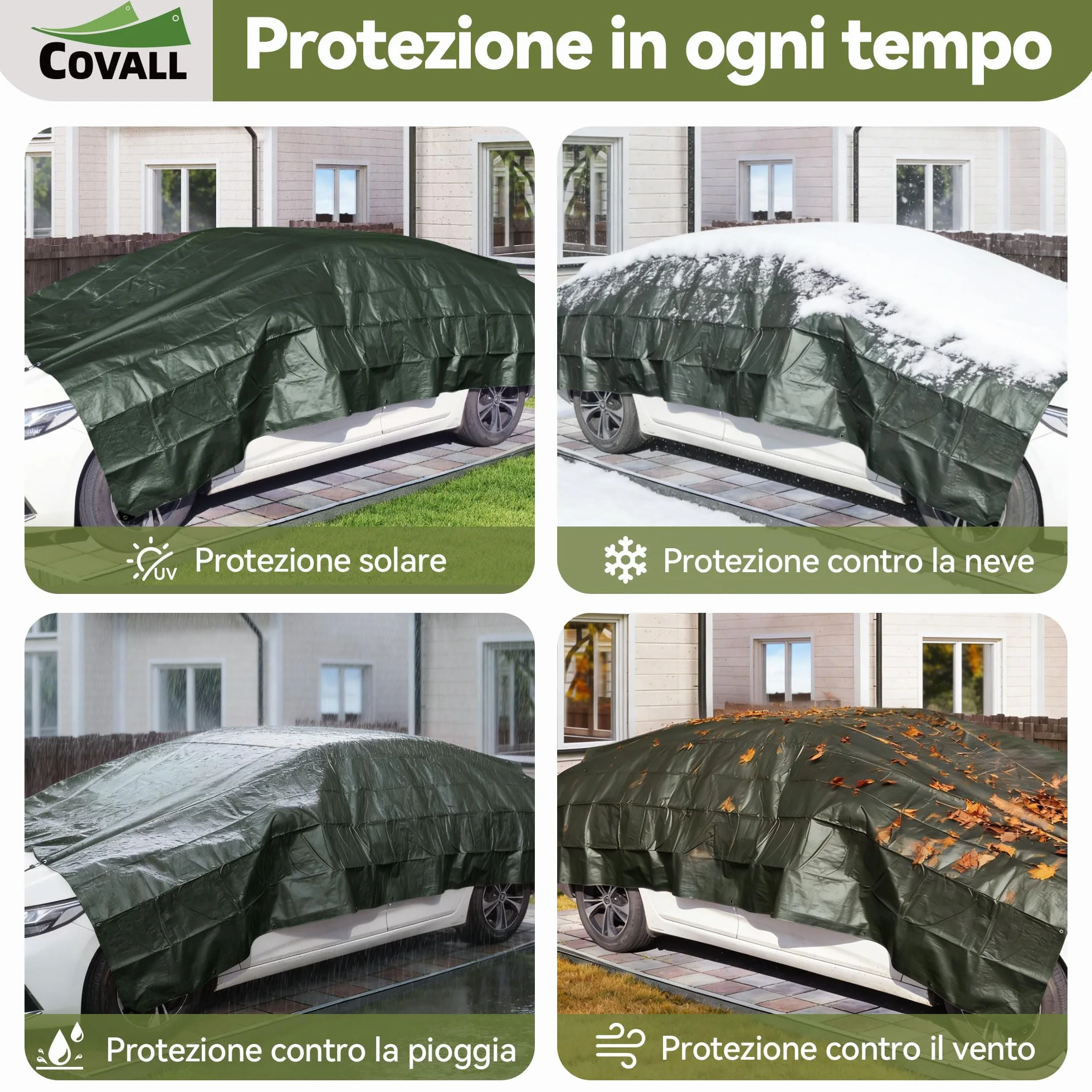 Telo Telone 2x3m telo impermeabile esterno，140g/㎡ telone Resistente Anti-UV Anti-Rottura Telo Fondale con Occhielli Rinforzati,Copertura Multiuso per Campeggio Piscina Tetto Auto Mobili Patio