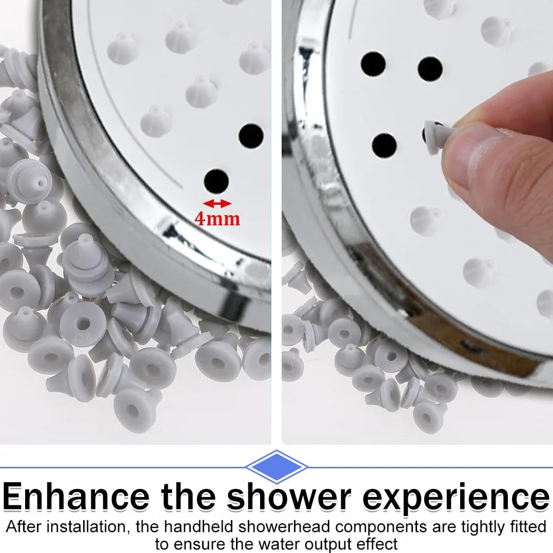 Soffione per Ugelli in Silicone 50 Pezzi, Ugelli di Ricambio, per Testa Pioggia Acciaio Inox, Diametro Foro 4mm
