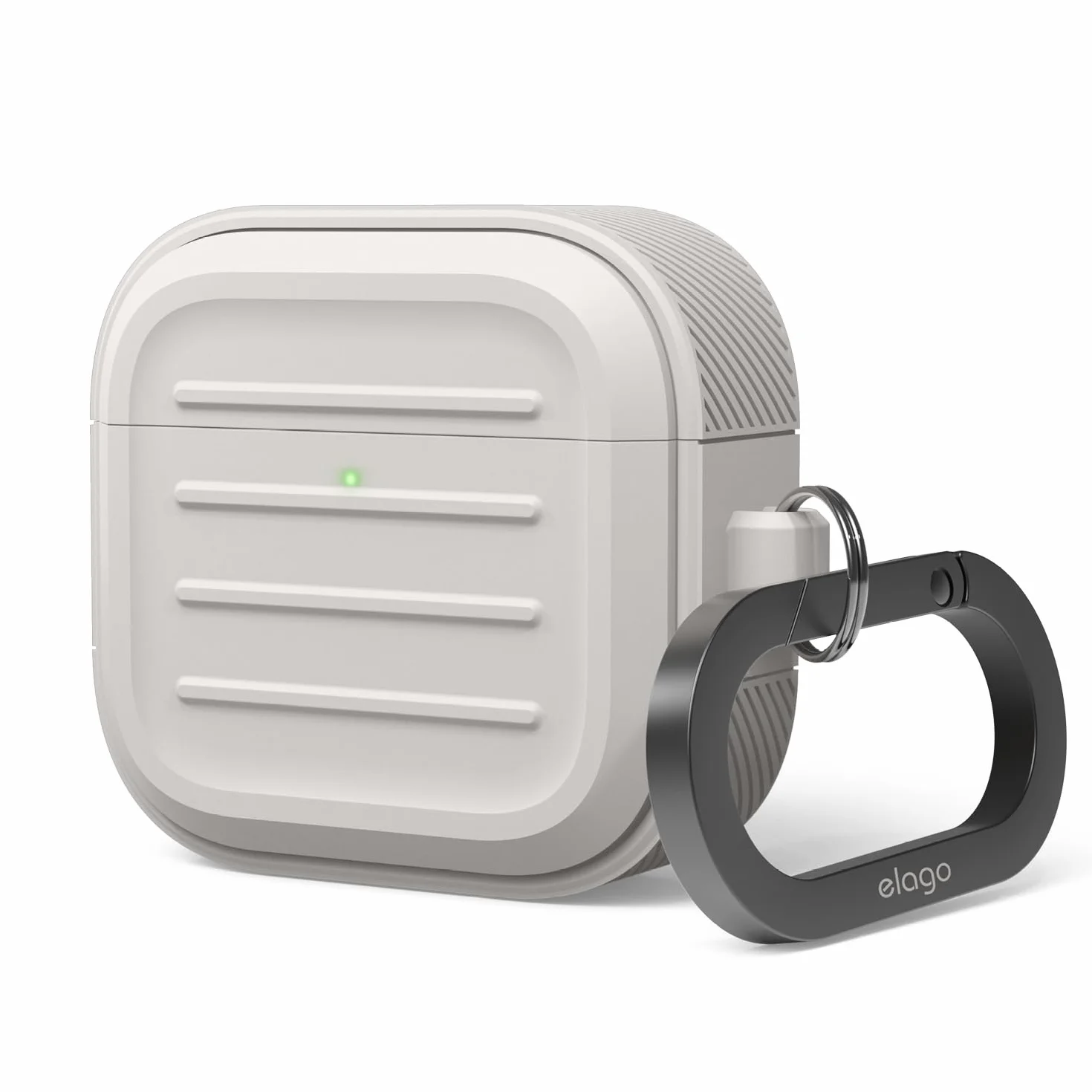 elago Armor Custodia Compatibile con la Custodia AirPods 4 - Compatibile con la Custodia AirPods 4, Moschettone Incluso, Supporta la Ricarica Wireless, Protezione Totale (Pietra)