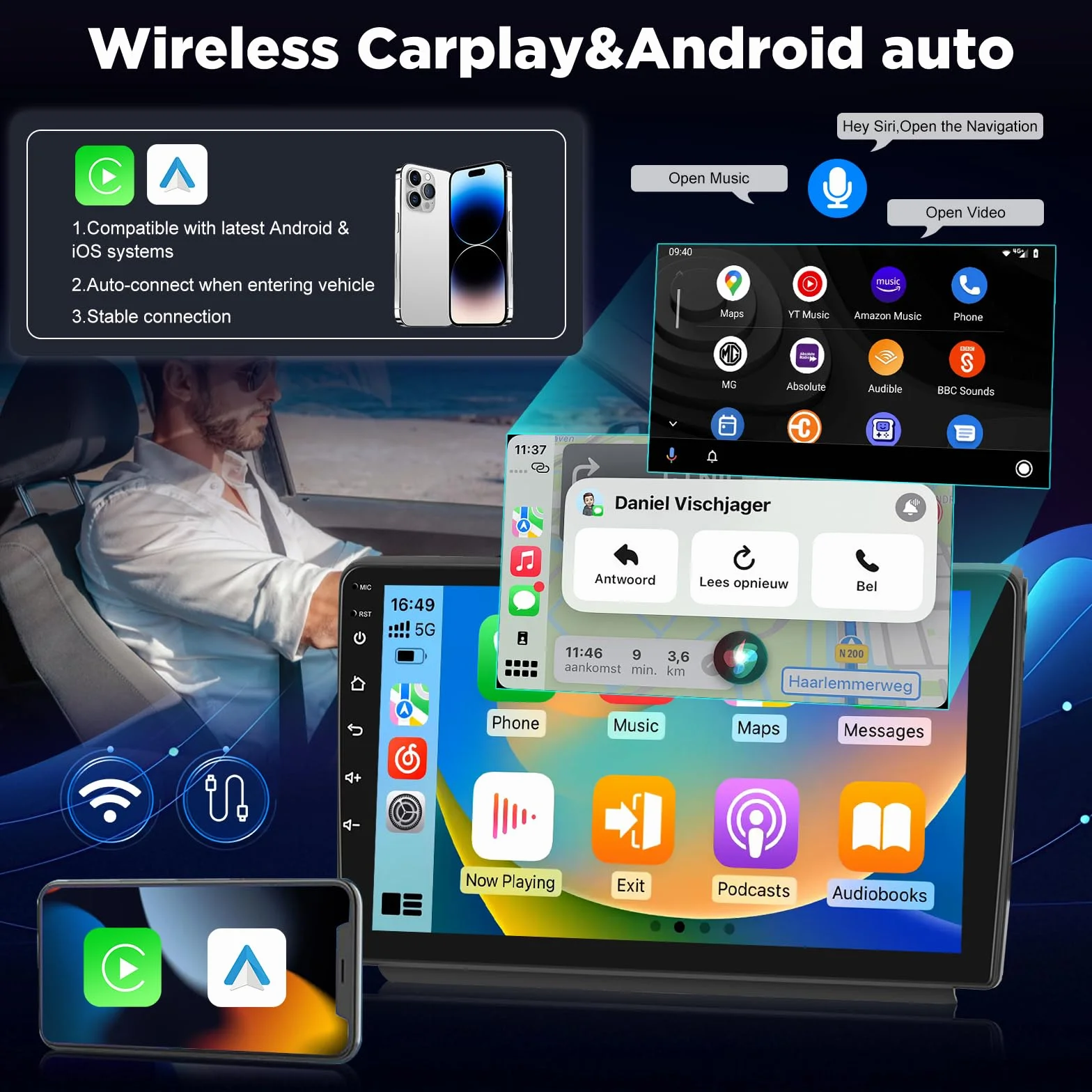 4+64G Autoradio Android per Peugeot 208/2008 2012-2018, Stereo con Schermo 10 pollici, Wireless Carplay e Android Auto, Audio DSP 32EQ + Telecamera posteriore AHD, Supporto OEM