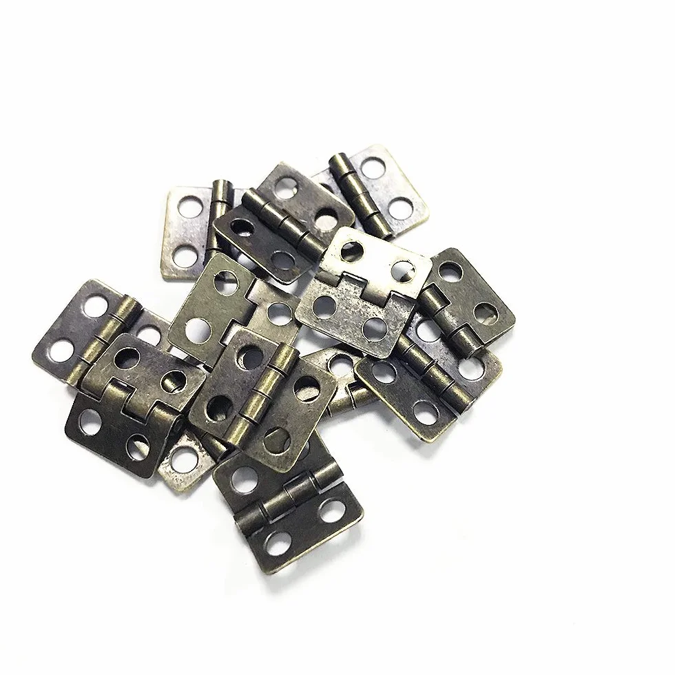 Juland 50 pezzi Mini cerniere retrò con viti di ricambio per scatola di legno 13 x 12 mm Bronzo