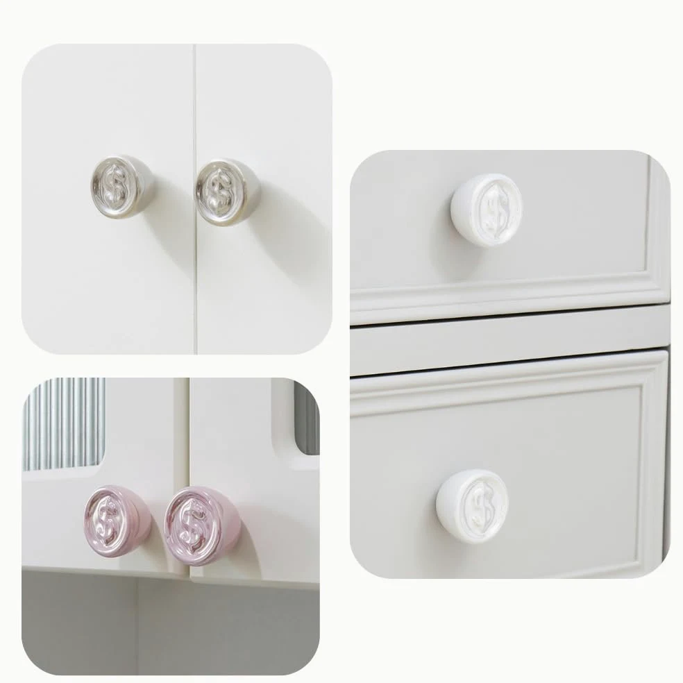 Generico Pomelli per Mobili Decorativi a Forma di Moneta, 4 cm, Set da 2 Pezzi, Design Elegante in Vetro con Simbolo $, Disponibile in Argento, Bianco, Rosa (rosa)