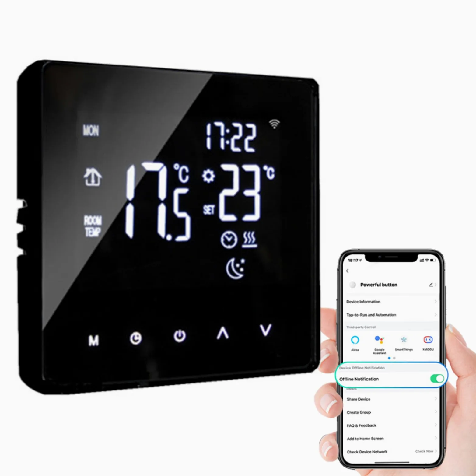 Termostato WiFi, Termostato Termostato Intelligente Programmabile, Termostato Smart per Caldaia, Compatibile con Alexa e Google Home, Nero