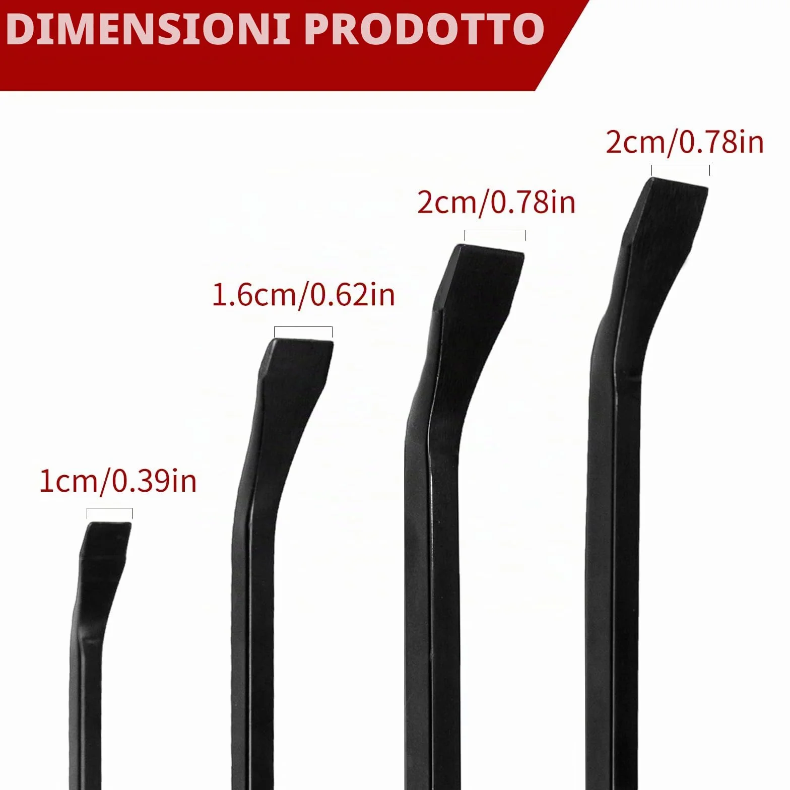 WISEUP Set di 4 leve piede di porco 20,3-61 cm resistente cappucci impatto spessi demolizione strumenti manuali meccanici