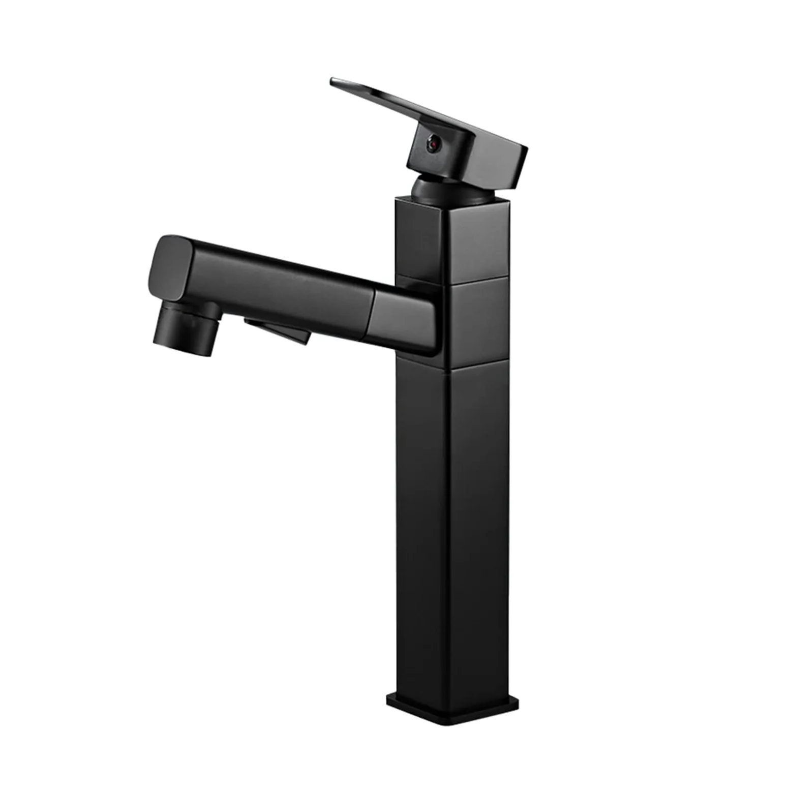 Generico Rubinetto da Bagno Rubinetto Miscelatore Girevole con Doccetta Estraibile per Lavabo da Cucina E Bagno Nero Quadrato Alto