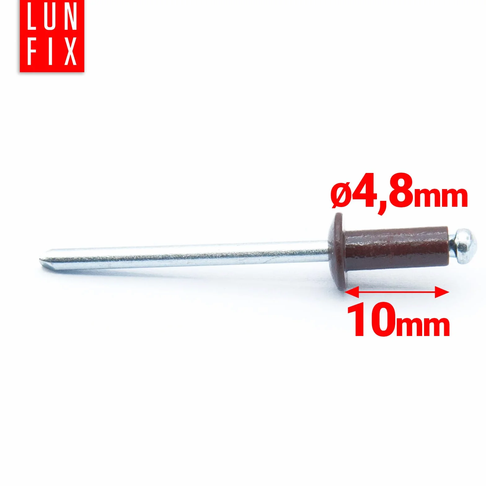 Rivetti ciechi in alluminio DIN 7337 4,8 x 10 mm RAL 8017 marrone cioccolato