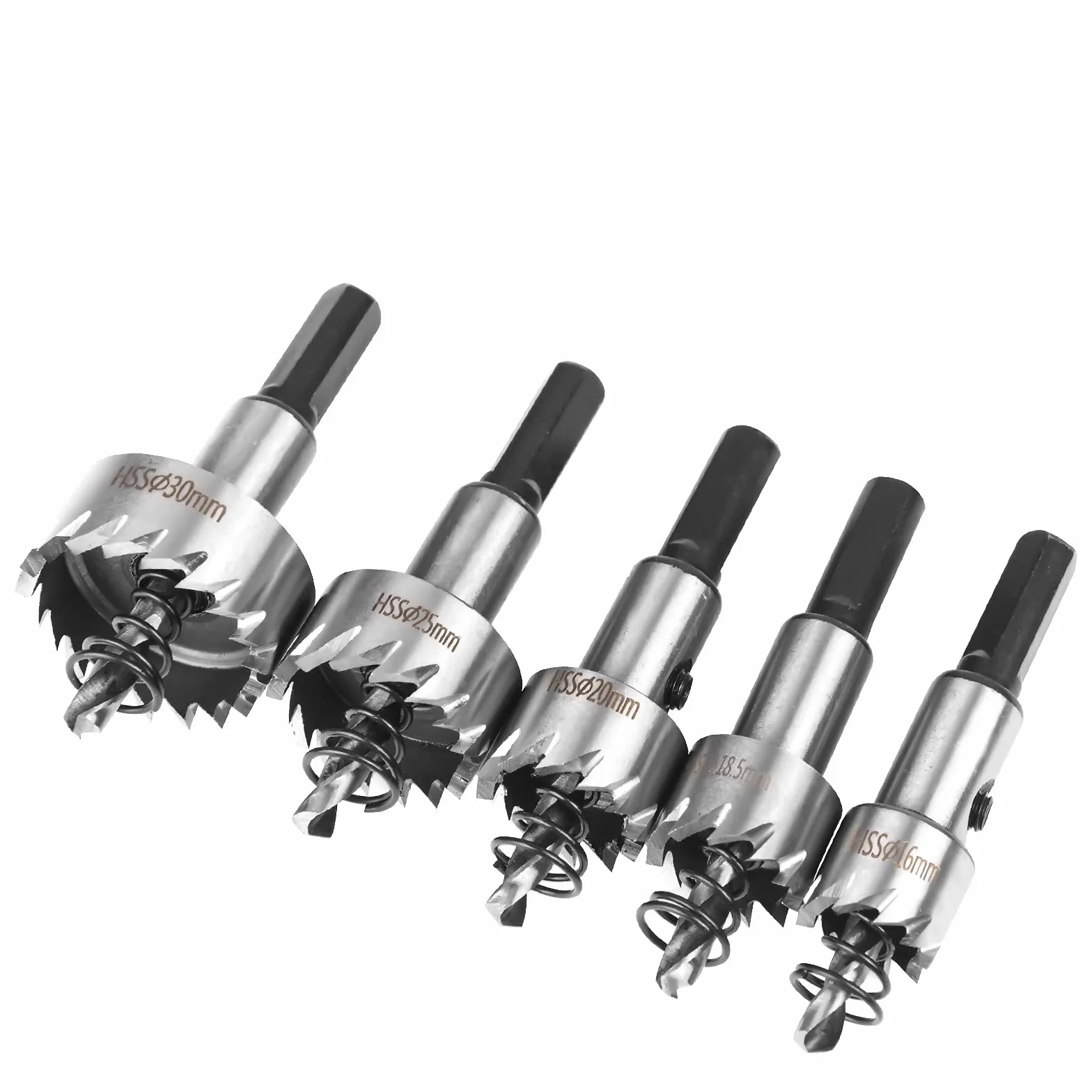 Flintronic Set di 5 seghe a tazza HASS in titanio per trapano 16-30 mm