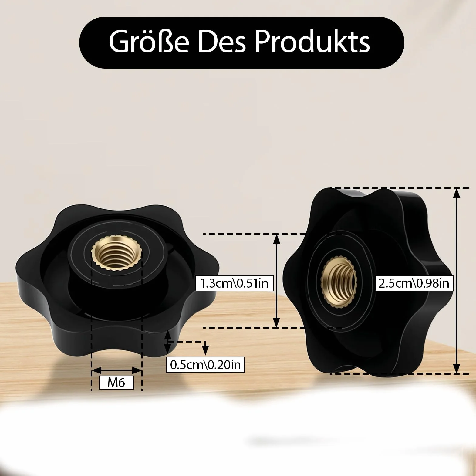 Dadi a stella M5 diametro 25 mm perno filettato nero per mobili attrezzature fitness