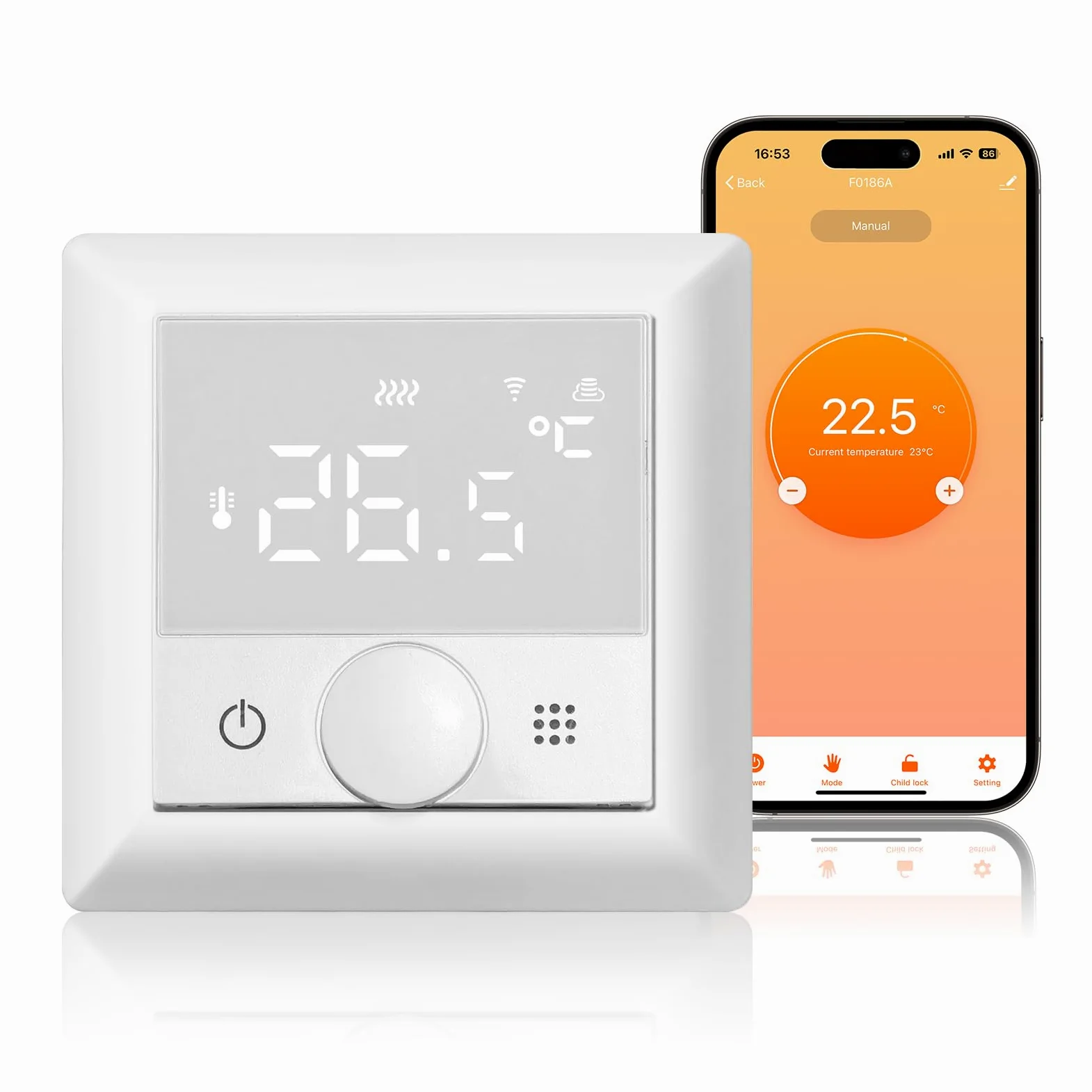KETOTEK Termostato Digitale Smart per Riscaldamento a Pavimento Elettrico, Cronotermostato WiFi Programmabile 16A, Termostato Ambiente con Sonda, Compatibile con Alexa Comando Vocale
