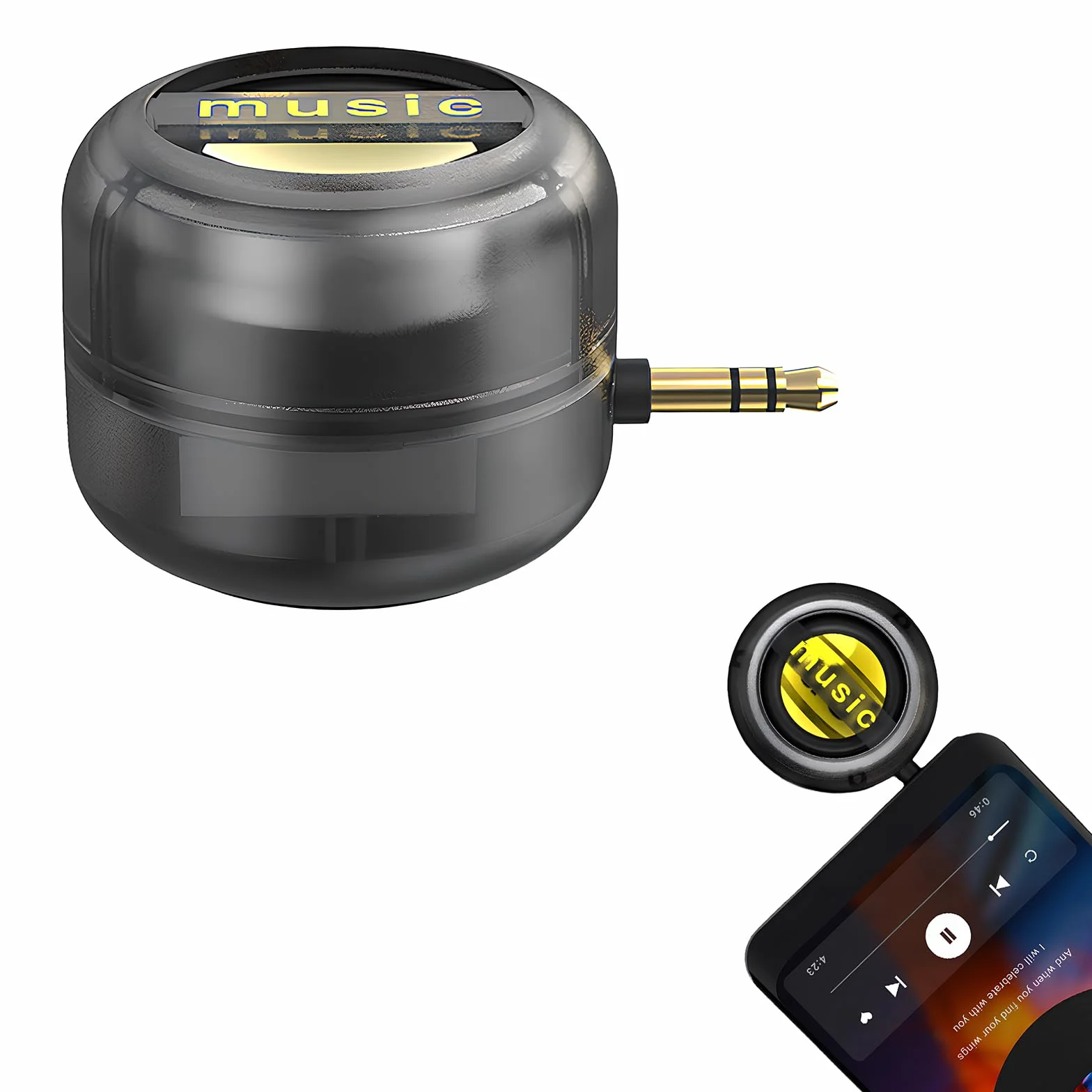 Mini Altoparlante Portatile Universale, 3,5 mm Plug-in Altoparlante del Telefono Cellulare, Casse Portatili Line-In Audio HD Senza Perdite Connetti Istantaneo Trasparente Nero