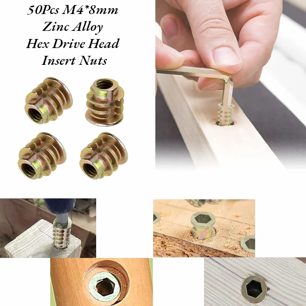 Mobili esagonale Socket Dado M4 x 8 mm 50 pezzi lega di zinco