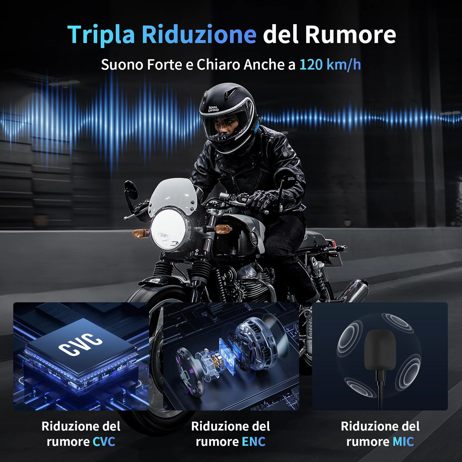 Fodsports M1-S Plus Interfono Moto con Condivisione Musica,Auricolare Casco Bluetooth Coppia,2000M Sistema di Comunicazione Casco,Fino a 10 Persone, Audio Multitasking Cablato,Universale Sciare/ATV