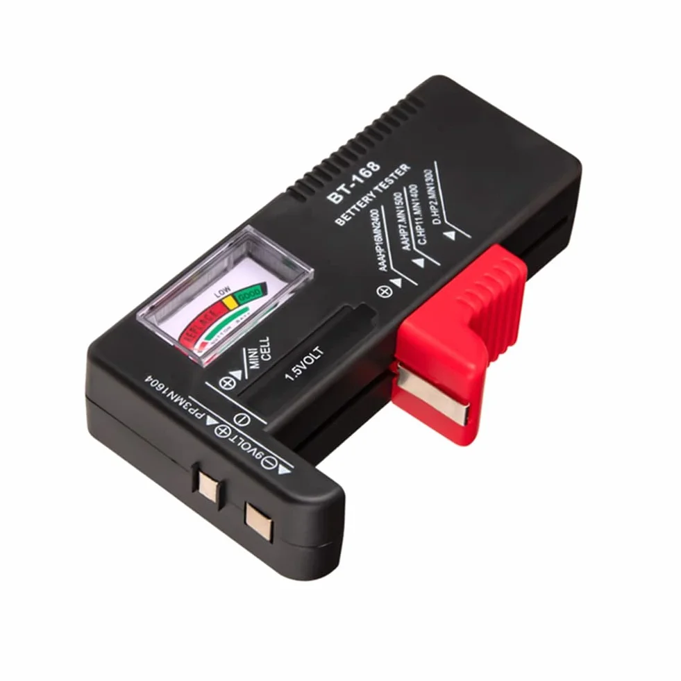 BT-168 AA/AAA/C/D/9V/1,5 V Batterie Batteria a bottone universale Misuratore codificato a colori Indicare Volt Tester Checker BT168