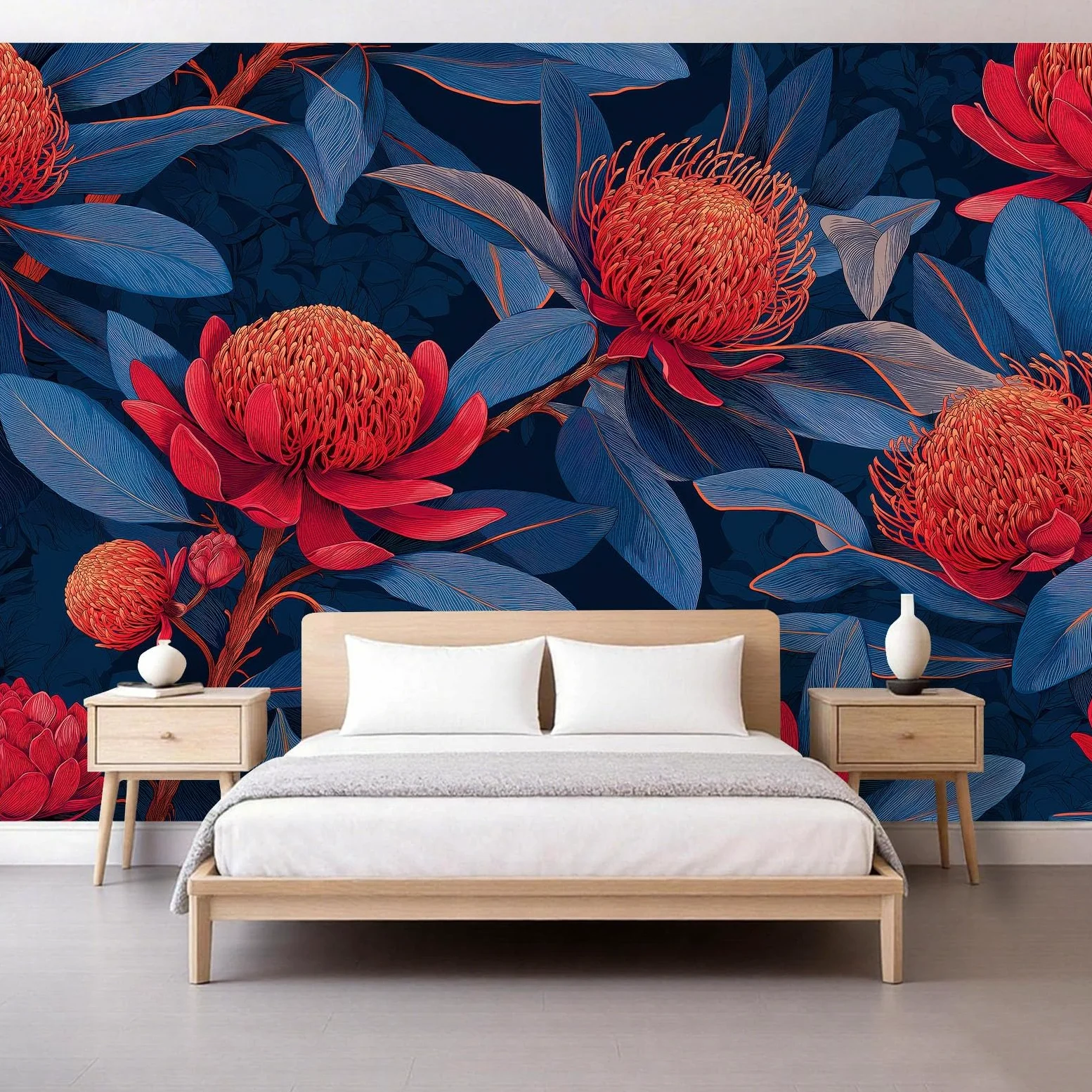 Carta da parati murale 3D panoramica 500 x 280 cm, dipinto a mano con fiori selvatici nella natura, sfondo da parete, decorazione per interni, decorazione per camera da letto e soggiorno