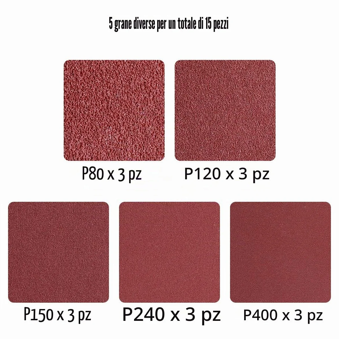 STEBRUAM Nastri Abrasivi 75 x 533 mm, Set 15 Pezzi Grana 80/120/150/240/400 per Levigatrici a Nastro