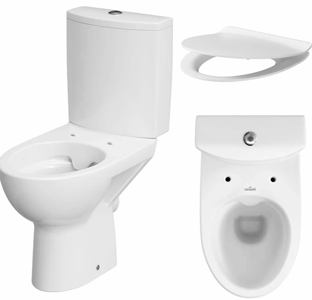 Completo per WC Toilette di ceramica stand – Set di design con cassetta Parva Slim in Duroplast, Sedile WC con abbassamento automatico SoftClose con funzione