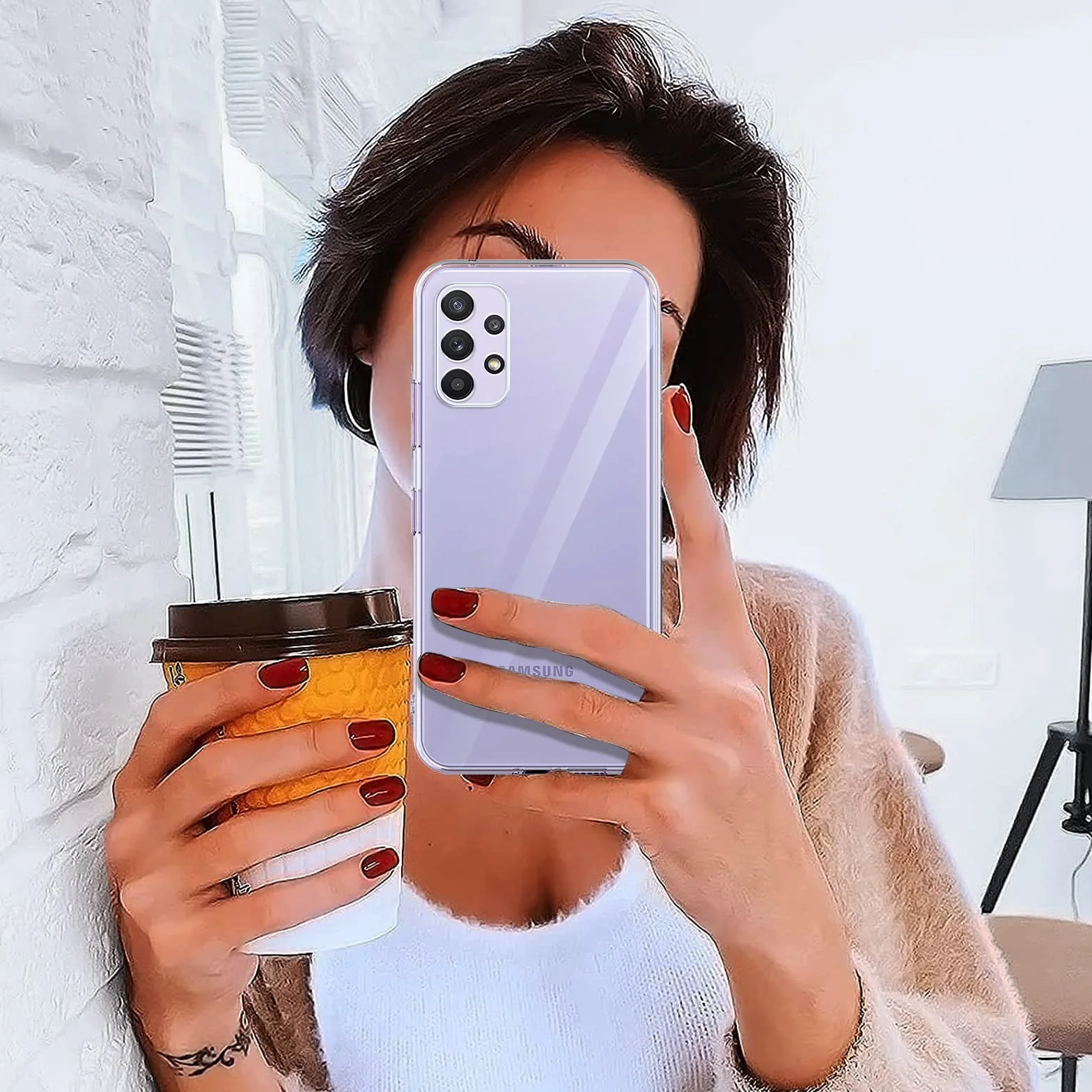 Phoona Cover per Samsung Galaxy A32 4G Custodia con 2 Pezzi Pellicola Vetro Temperato,Ultra Sottile Trasparente Silicone Protettiva Case per Samsung A32 4G Sottile Morbida Antiurto Cover