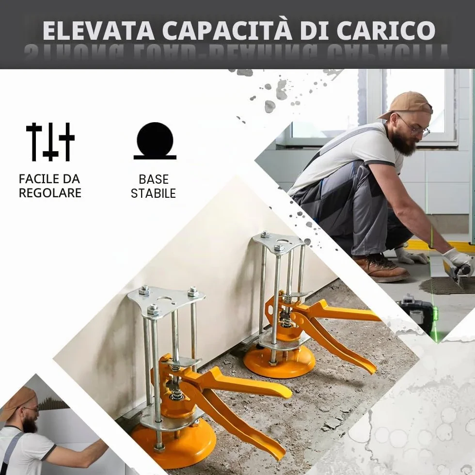 Sollevatore di piastrelle 2 pezzi, attrezzo da lavoro a mano robusto e durevole per sollevare e fissare piastrelle, pavimenti, porte e finestre (giallo)