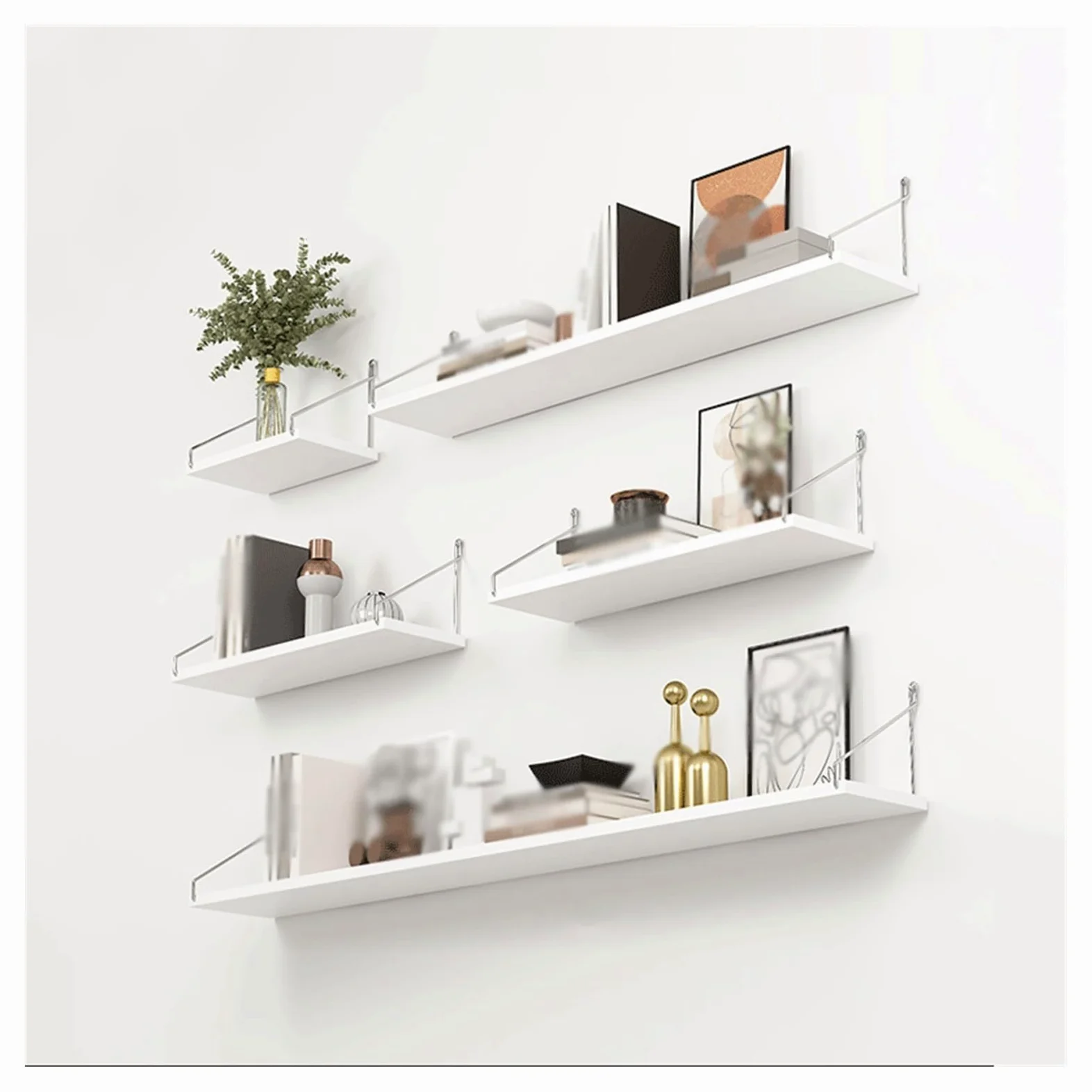 Ripiano per doccia Scaffali a parete da 5 pezzi decorativi for pareti divisorie Organizer(Bianco)