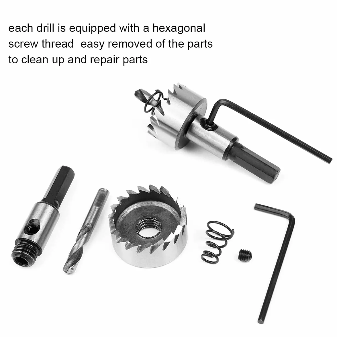 Flintronic Set di 5 seghe a tazza HASS in titanio per trapano 16-30 mm