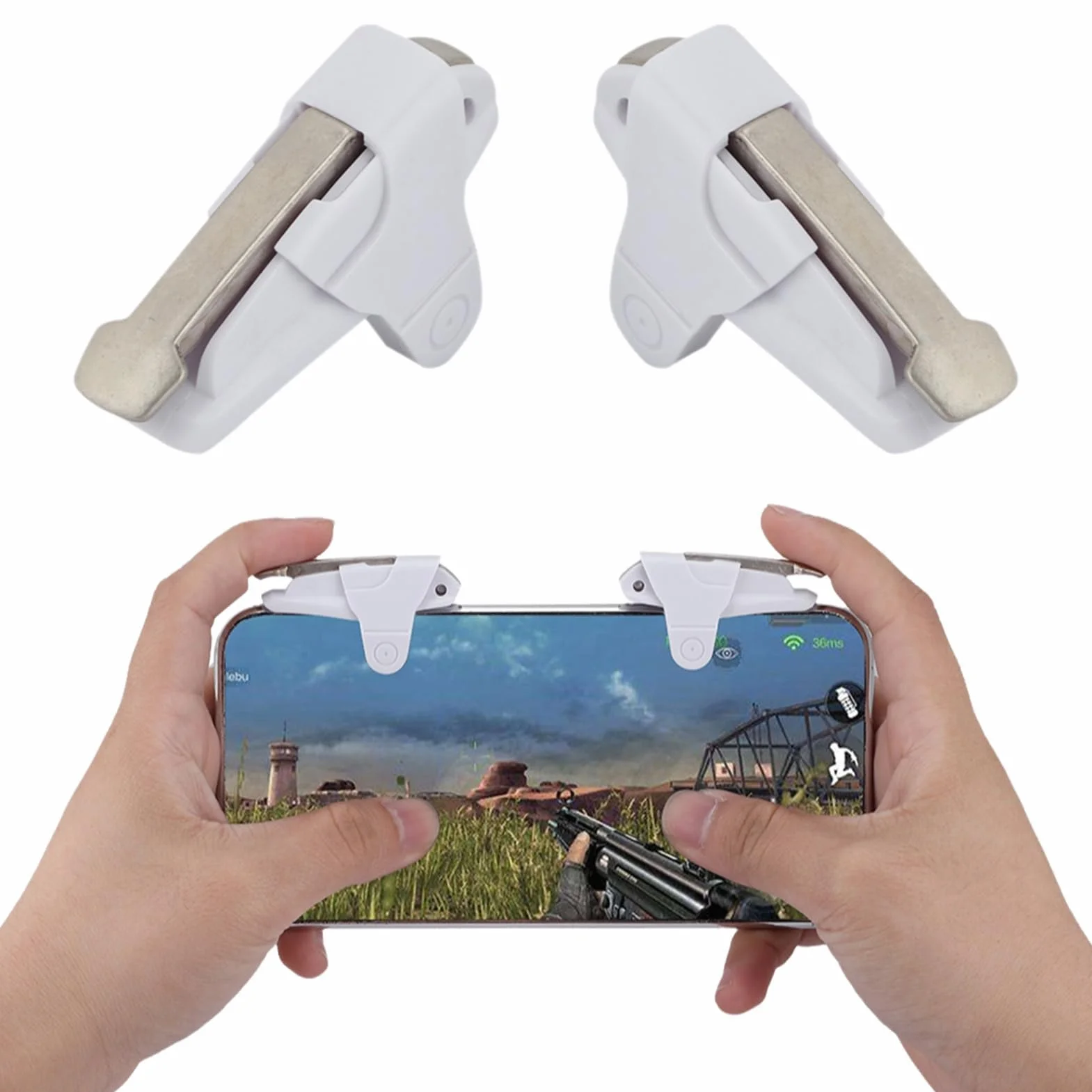 Agatige Trigger di Gioco, Controller di Gioco Mobile Pulsanti Gaming Trigger Joystick Portatili Game Pulsante PUBG per Cellulare Telefono Smartphone da 4-7 pollici con Spessore di 6-11 mm