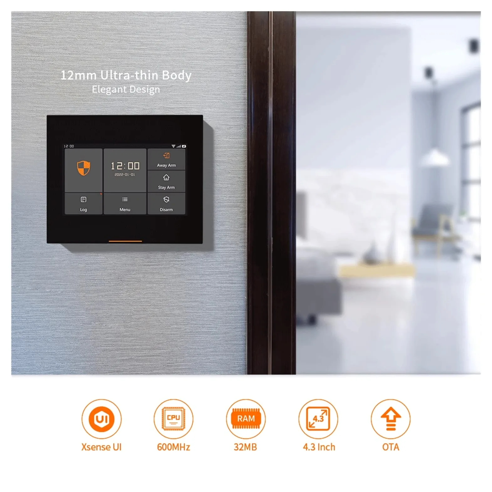 Kit Allarme Casa, Wi-Fi GSM HD. Home Security Allarm System Kit scassinatore wireless 433MHz Tocco completo Anti-impronta digitale Supporto Smart Life(Ost-H501-HD-2G-panel)
