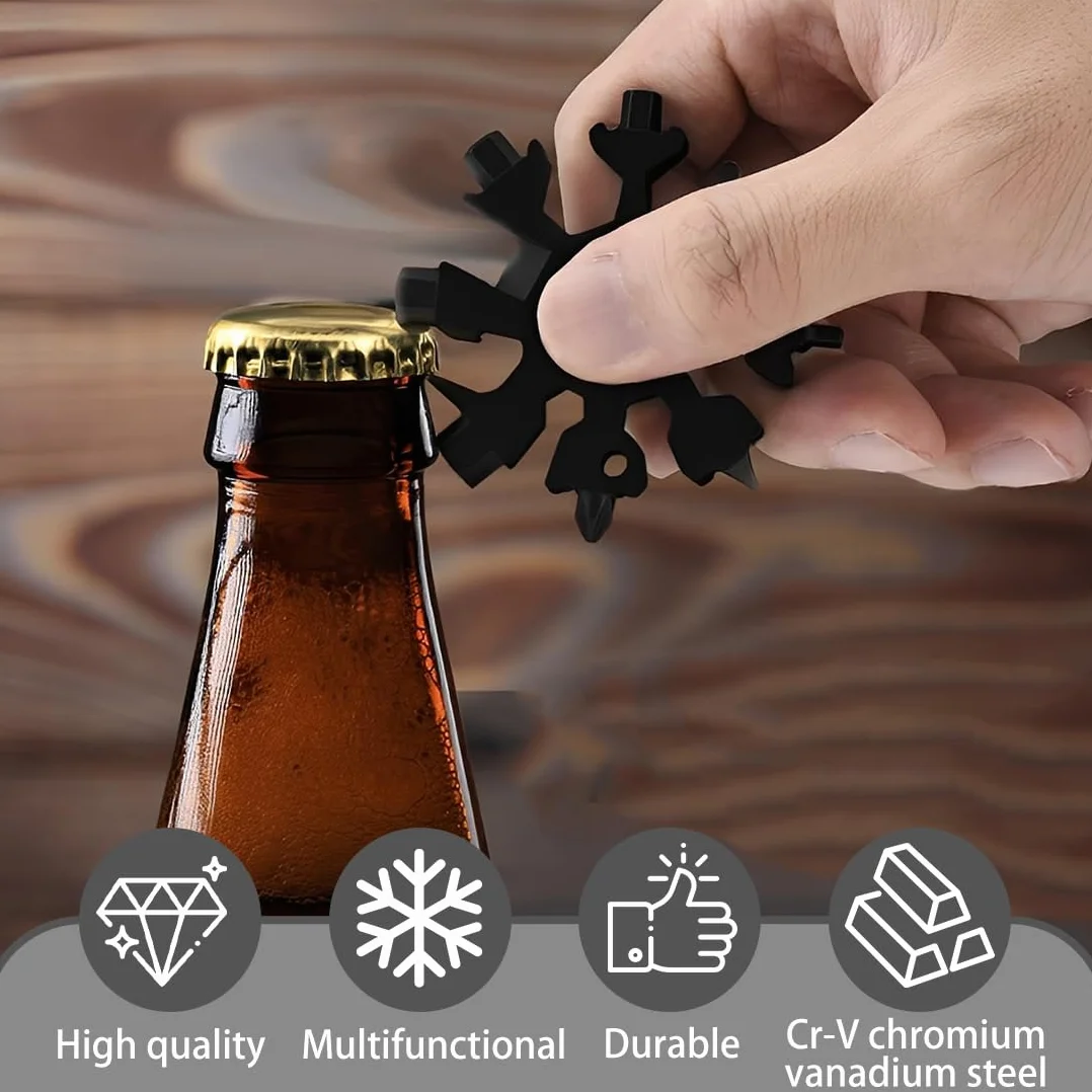 18-In-1 Multi-Tool Snowflake, Portatile Acciaio Attrezzo Campeggio Avventura