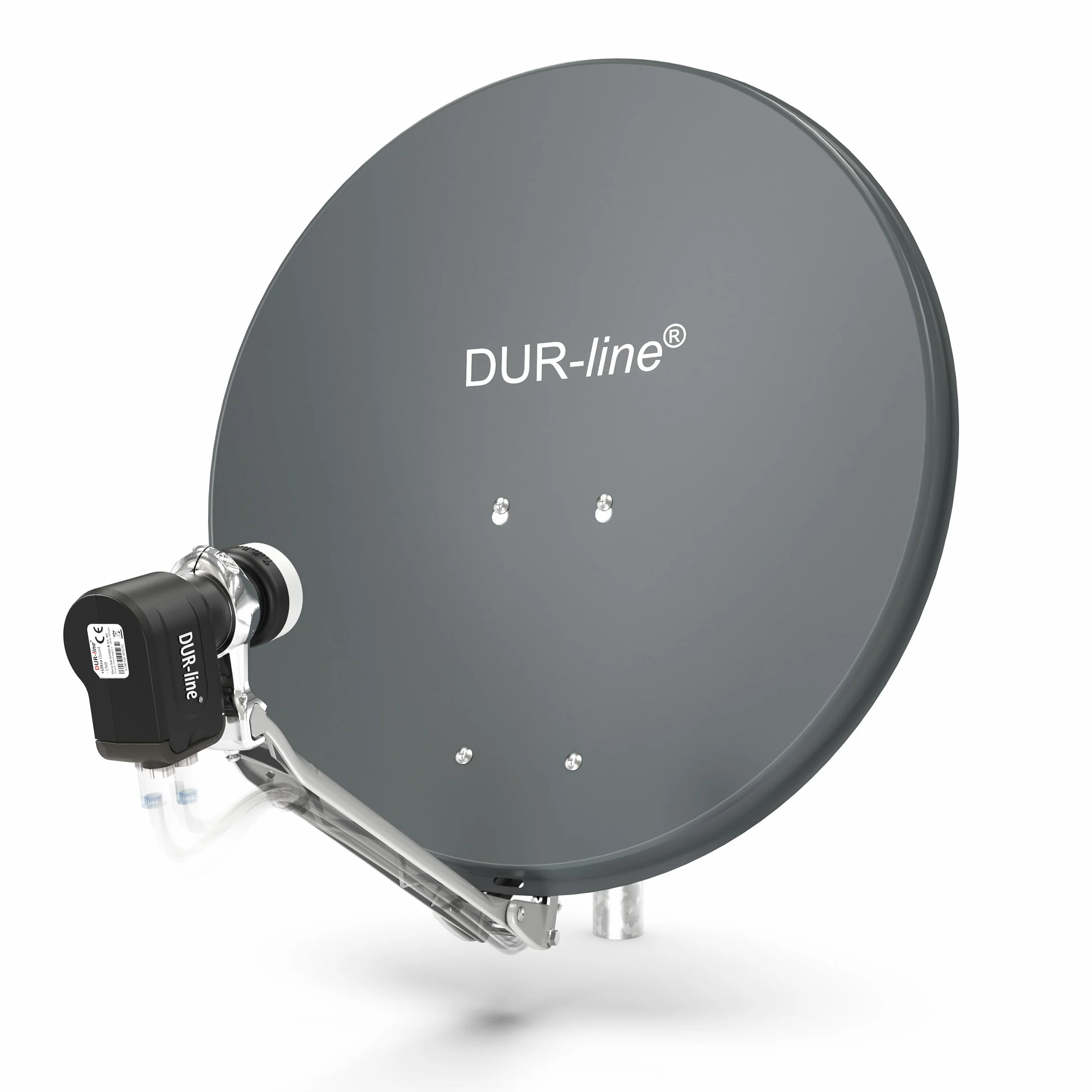 DUR-line Set da 4 partecipanti – Impianto satellitare in alluminio di alta qualità – Select 60 cm/65 cm specchio/ciotola antracite + Quad LNB – per 4 ricevitori/TV [Tecnologia all'avanguardia, DVB-S2,