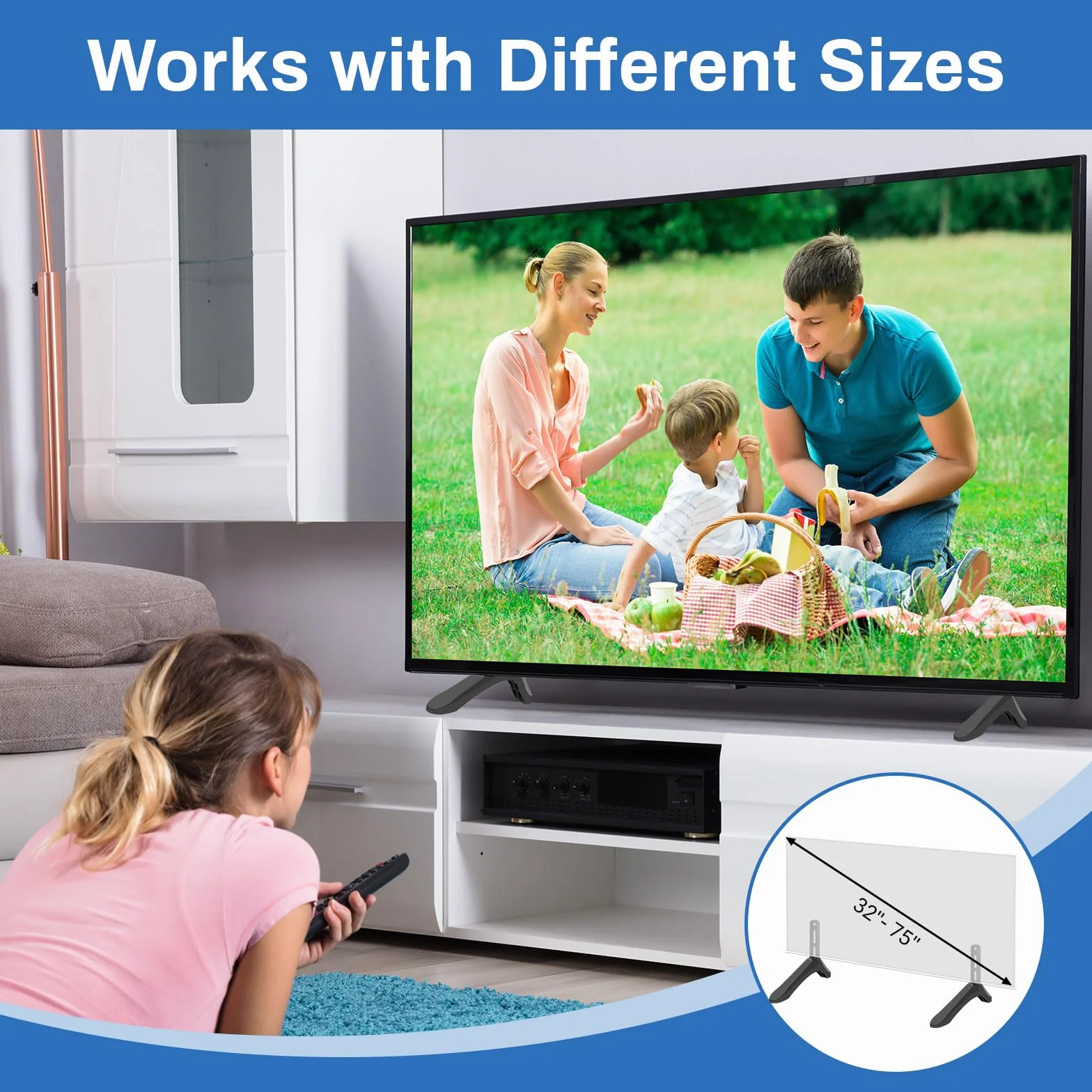 Supporti per TV, supporti universali per TV per televisori da 32-65 pollici, piedistallo stabile, coppia di piedi per TV piatta curva Smart TV LCD LED supporto per TV TCL
