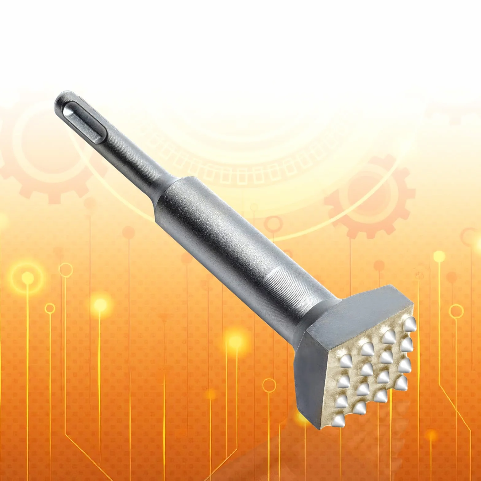 Scalpello SDS Plus 40cr Elettrico Square Drive Martello Punta Quadra Con Gambo Tondo 16 Denti per Calcestruzzo
