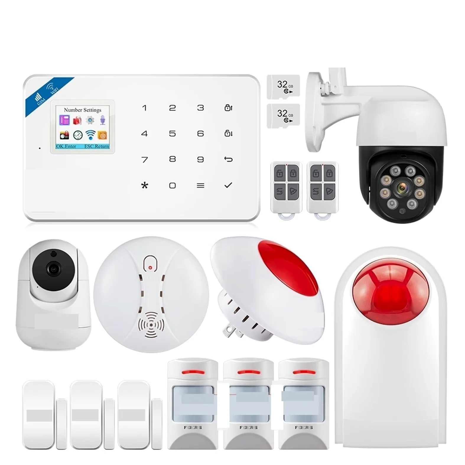 Kit di Allarme, Smart Alarm gsm Tuya Smart Home Alarm System Kit 433 MHz di Allarme Wireless di Sicurezza Telecamera IP Sensore di Movimento Anti-Animale Domestico(W181 gsm Tuya Kit 5)
