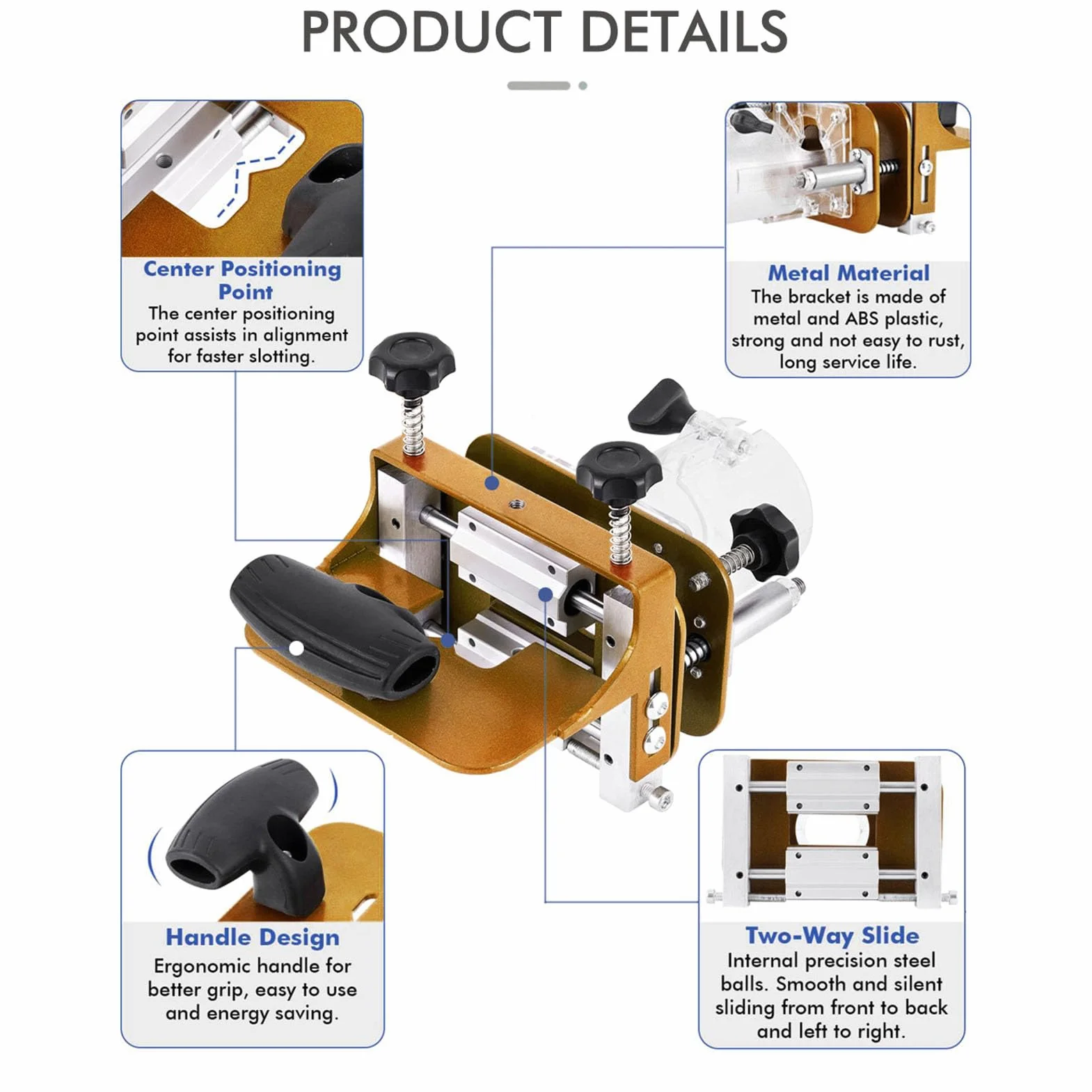 Mortasatrice 2 in 1, Localizzatore di scanalature per fresatrice per legno, Mortasa e tenone in acciaio inossidabile