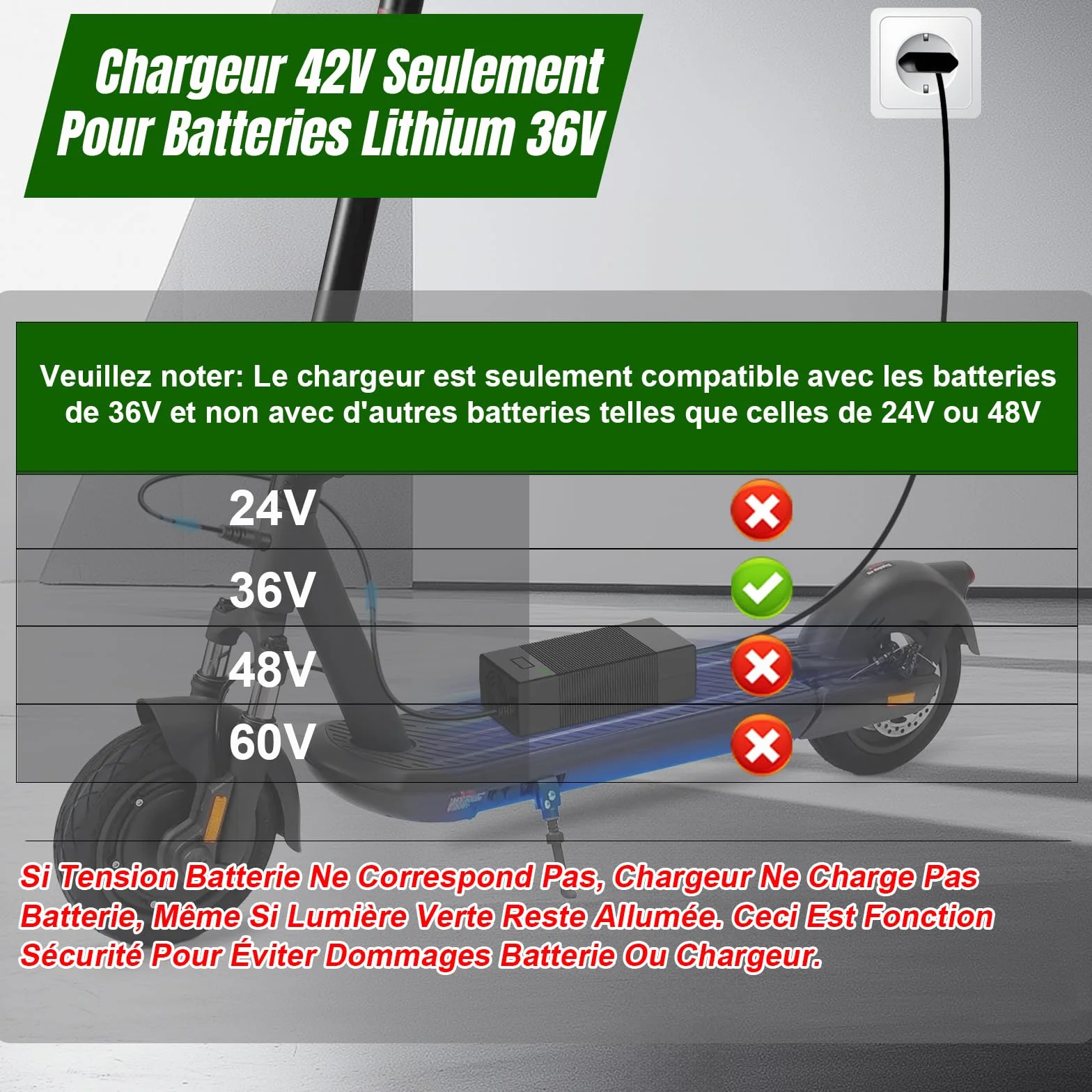 Caricatore per Monopattino Elettrico, Caricabatterie 42V 3A per Hoverboard, Caricatore per Batteria Monopattino 36V