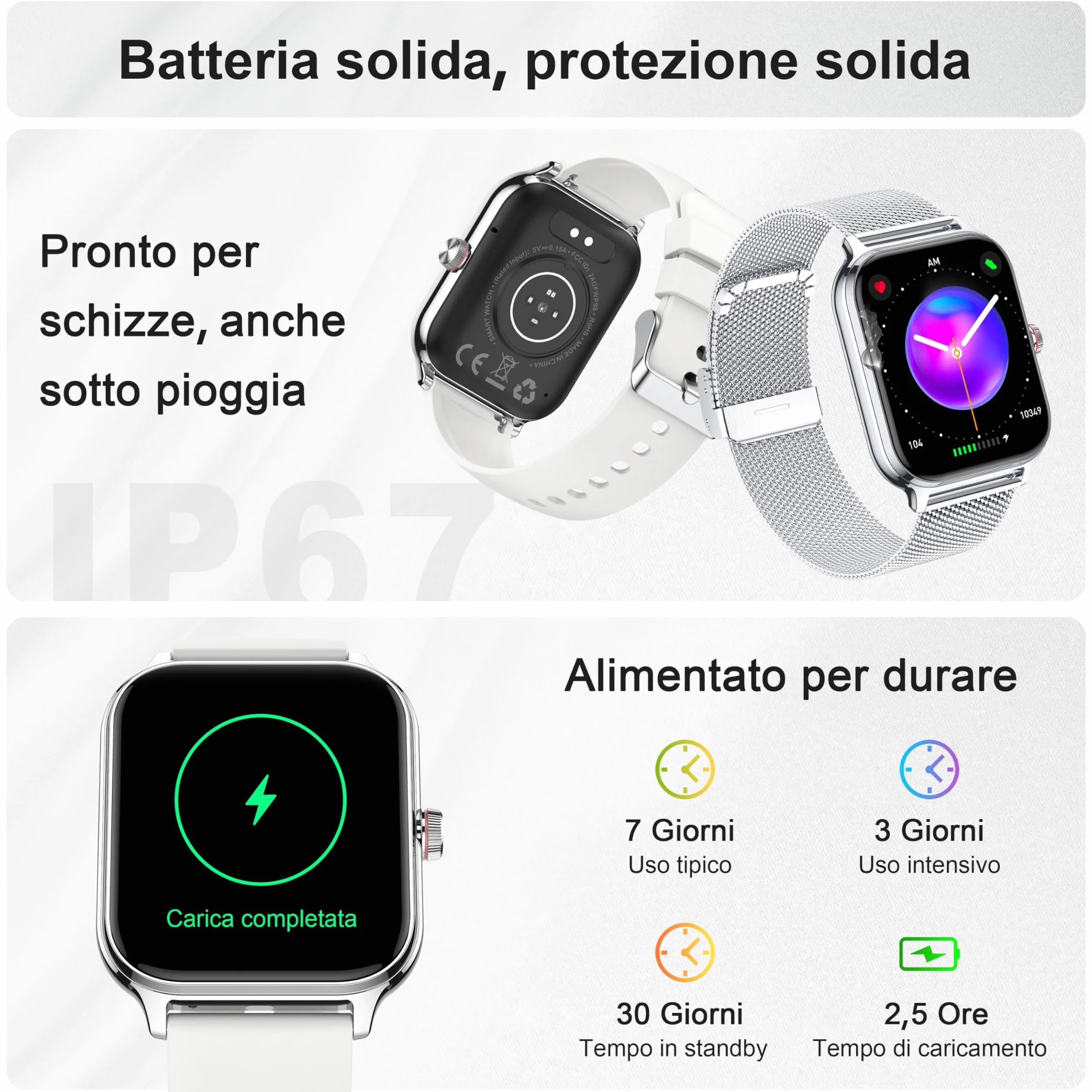 LODIMEKE Smartwatch Uomo Donna Chiamate Pressione Sanguigna Frequenza Cardiaca Sonno, 1.96'' AI Orologio 100+ Modalità Sportive, IP67 Impermeabile Contapassi Sveglia Calcolatrice iOS Android
